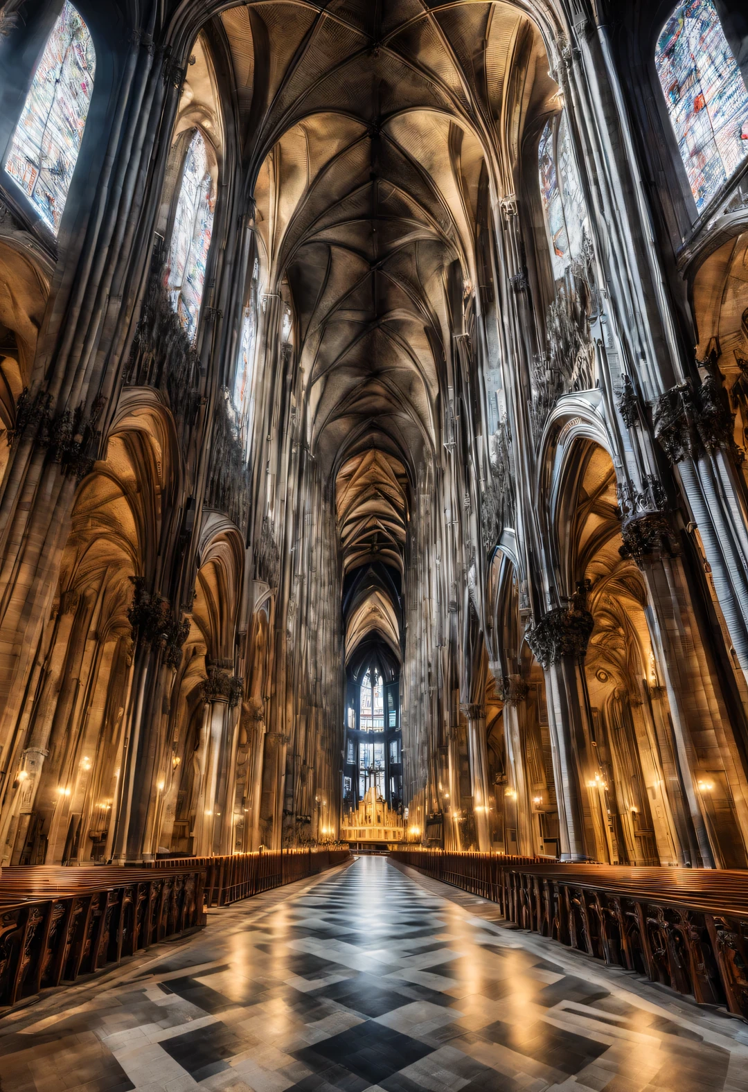 The Gothic architecture of Milan Cathedral is always towering and filling the space. The Gothic church has a strong religious atmosphere, Solemn and solemn, And there is a sense of weird terror.