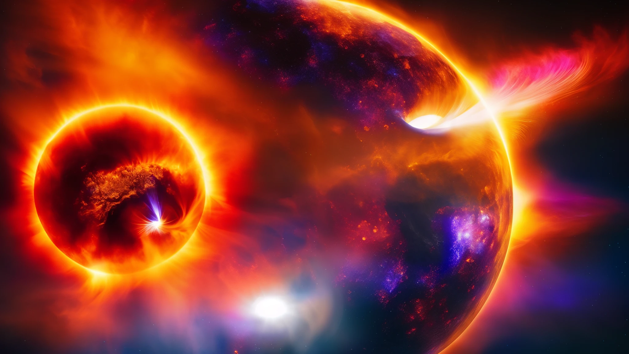 Solar storm affects the moon，The moon is on the right