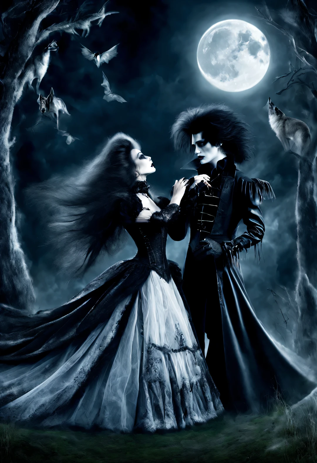 gothic fashion,Although always,Full of mysterious and gloomy tones,But in fact, it also expresses the yearning for a better life。Weird people are also beautiful,dark and eerie, But also romantic。strange vampire,血光飞溅
dark and eerie, But also romantic。Edward Scissorhands,Dances with wolves,Moonlight night