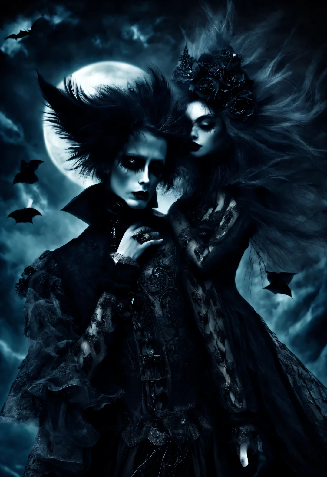 gothic fashion,Although always,Full of mysterious and gloomy tones,But in fact, it also expresses the yearning for a better life。Weird people are also beautiful,dark and eerie, But also romantic。strange vampire,血光飞溅
dark and eerie, But also romantic。Edward Scissorhands,Dances with wolves,Moonlight night