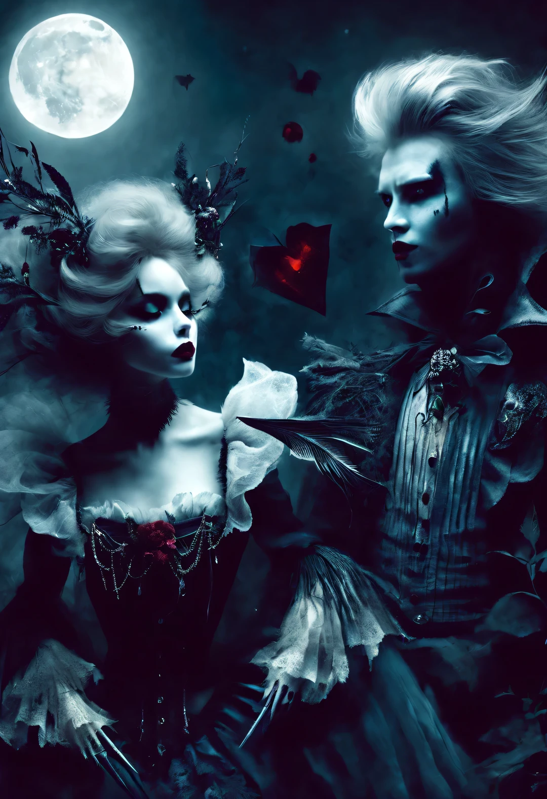 gothic fashion,Although always,Full of mysterious and gloomy tones,But in fact, it also expresses the yearning for a better life。Weird people are also beautiful,dark and eerie, But also romantic。strange vampire,血光飞溅
dark and eerie, But also romantic。Edward Scissorhands,Dances with wolves,Moonlight night