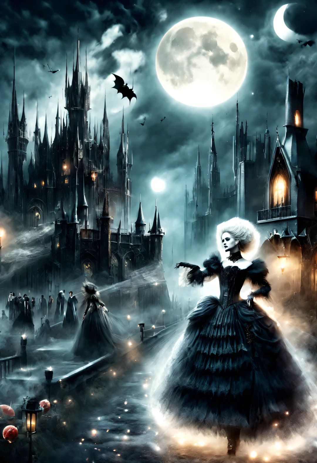 gothic fashion,Although always,Full of mysterious and gloomy tones,But in fact, it also expresses the yearning for a better life。Weird people are also beautiful,dark and eerie, But also romantic。strange vampire,血光飞溅
dark and eerie, But also romantic。Edward Scissorhands,Dances with wolves,Moonlight night