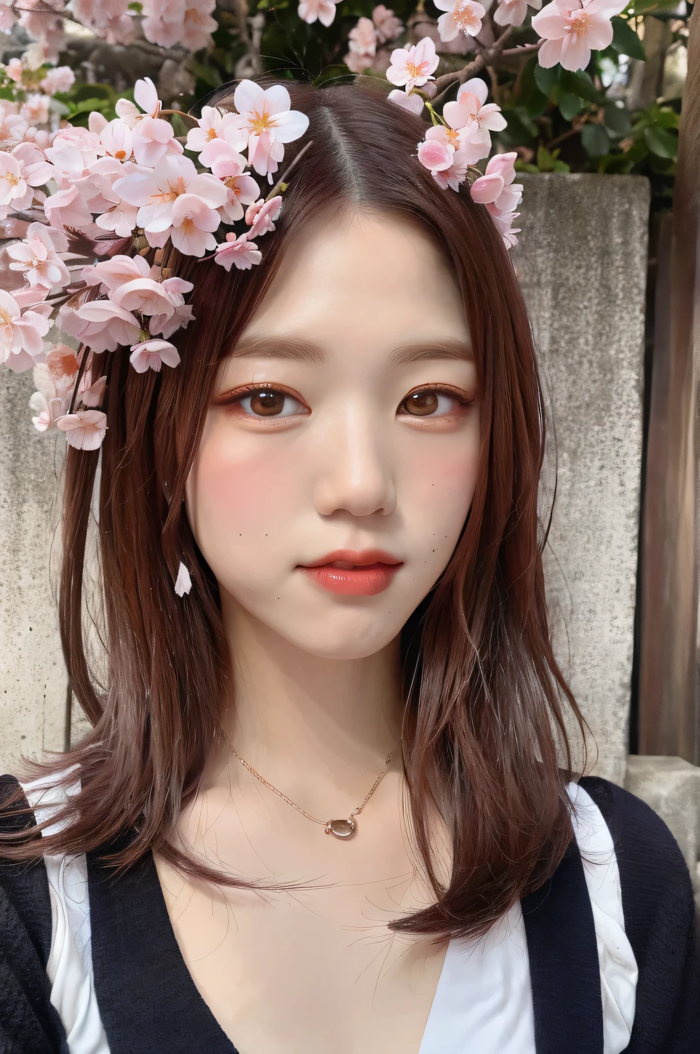 cherry blossoms、lots of cherry blossomasterpiece、highest quality、super detailed face、highly detailed hair、fine eyes、cherry blossoms、garden