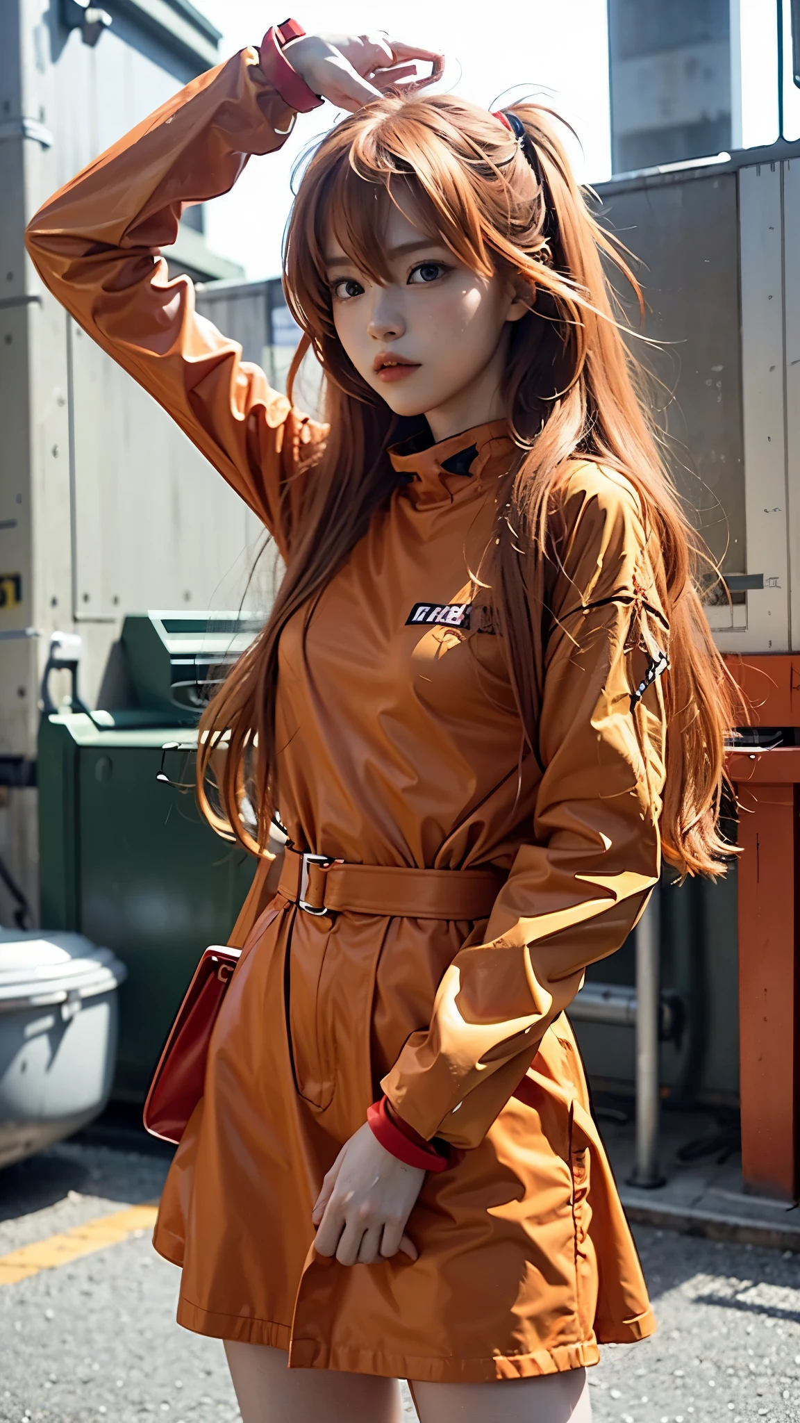 asuka langley evangelion, amazing woman, trendy outfits.Girlish outfit,ordinary girl fashion,bathed in light