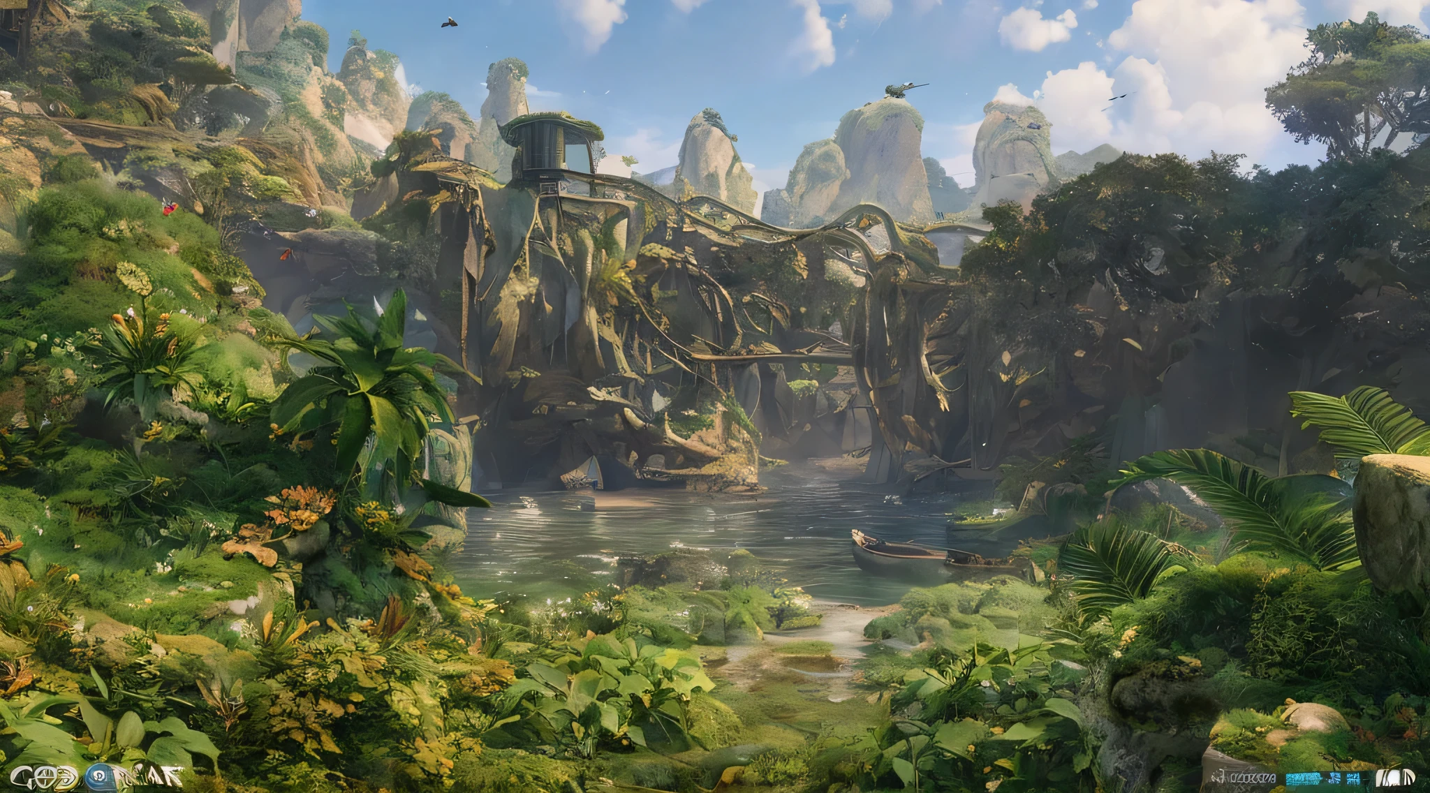 Arafad jungle landscape,There is a bridge and a river, behind it are mountains,Overgrown jungle fantasy world,虚幻引擎5environment, , 超现实environment,environment, Rendered in Unreal Engine 5, Realistic Unreal Engine 5, Rendering in Unreal Engine 5, 高度详细的environment, Created in Unreal Engine 5, Low temperature engine octane rating, Realistic Unreal Engine 3D game, Detailed and complex environments,Realistic scene,4k,8k,ultra high definition