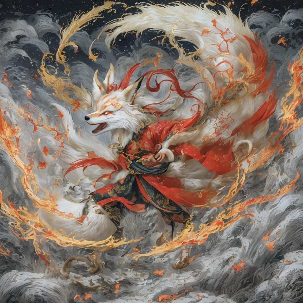 Nine-tailed fox 32k,red and white仙魔界, Chance encounter with Liu Hanshu, He saw his old self in him, Decided to accept him as a disciple, teach him how to protect himself, But because of the hidden star map, Phoenix and the Liu family、Jade Sword Sect builds relationships, Beginning with the death of Liu Hanshu, Qin Yu embarked on the road of confrontation with powerful enemies, work hard, make yourself stronger, Stick to your core path of justice, (nine-tailed fox)eyes full of anger,red and whitenine-tailed fox握緊了拳頭,dash forward,Give the opponent a fatal blow,full body lesbian,Full body nine-tailed fox male mage 32k(傑作canyon超HD)Phoenix(canyon)climb the streets, explosion scene(nine-tailed fox), (dragon), nine-tailed fox憤怒的戰鬥姿態, looking at the ground, batik linen headscarf, 中國red and white圖案長袖服裝, canyonred and whitenine-tailed fox(abstract acrylic splash:1.2)red and white(realistically:1.4),black hair,flour fluttering,rainbow background, high resolution, detail, RAW photos, Sharp Re, Nikon D850 film photo by Jefferies Lee 4 Kodak Portra 400 camera F1.6 guns, colorful, Ultra-realistic and vivid textures, dramatic lighting, Unreal Engine Art Station Trend, Sinest 800,red and white飄逸的霧氣,(((叢林canyon)))The injured line up in the street(OK)climb the streets,Movie Master Instant Image Quality(masterpiece,HD,Ultra high quality,32k) (linen batik scarf), fighting stance, looking at the ground, Linen bandana, 中國nine-tailed fox圖案長袖服裝, 早上的nine-tailed fox(Abstract gouache splash:1.2), dark clouds lightning background,sprinkling