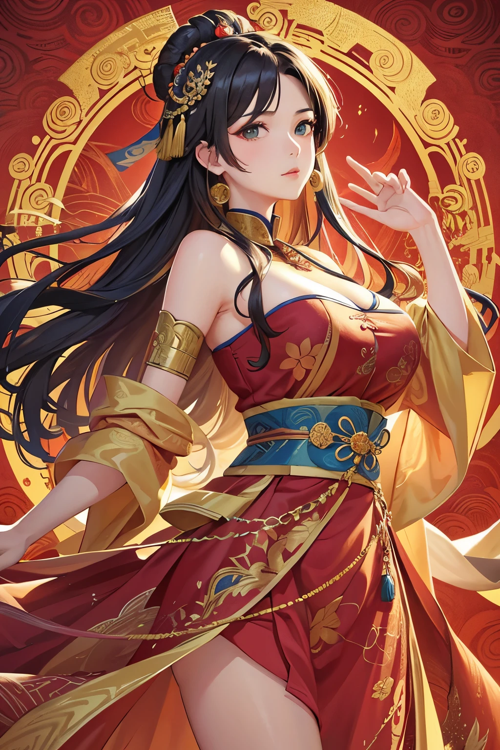 Regalia, the Three Kingdoms Anime Art by Mai Brette-t, is a mesmerizing and intricately detailed masterpiece, showcasing the opulence and grandeur of ancient Japanese royalty. Surrounded by lush greenery and vibrant autumn foliage, the regalia is depicted in a digital illustration style, brought to life through photorealistic and Ultra-HD image mode. The regalia is adorned with intricate patterns and designs, evoking the rich history and culture of the Three Kingdoms era.
The artist, Mai Brette-t, has skillfully captured the essence of this historical period, with regalia that shines in