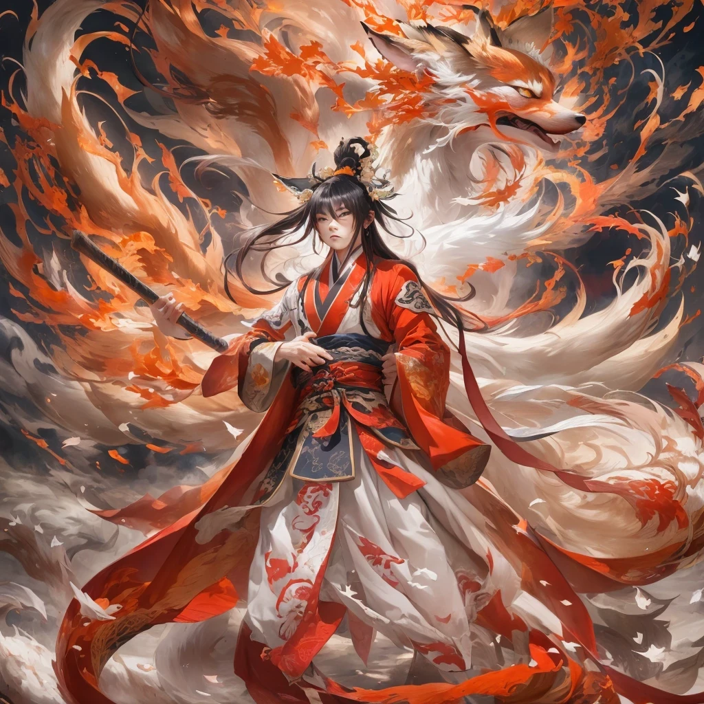 Nine-tailed fox 32k，祥瑞 Red and White Immortal Demon Realm, Chance encounter with Liu Hanshu, He saw his old self in him, Decided to accept him as a disciple, teach him how to protect himself, But because of the hidden star map, Phoenix and the Liu family、Jade Sword Sect builds relationships, Beginning with the death of Liu Hanshu, Qin Yu embarked on the road of confrontation with powerful enemies, work hard, make yourself stronger, Stick to your core path of justice, （nine-tailed fox）eyes full of anger，red and whitenine-tailed fox握緊了拳頭，dash forward，Give the opponent a fatal blow，full body lesbian，Full body nine-tailed fox male mage 32k（傑作canyon超HD）Phoenix（canyon）climb the streets， explosion scene（nine-tailed fox）， （dragon）， nine-tailed fox憤怒的戰鬥姿態， looking at the ground， batik linen headscarf， 中國red and white圖案長袖服裝， canyonred and whitenine-tailed fox（abstract acrylic splash：1.2）red and white（realistically：1.4），black hair，flour fluttering，rainbow background， high resolution， detail， RAW photos， Sharp Re， Nikon D850 film photo by Jefferies Lee 4 Kodak Portra 400 camera F1.6 guns, colorful, Ultra-realistic and vivid textures, dramatic lighting, Unreal Engine Art Station Trend, Sinest 800，red and white飄逸的霧氣,（（（叢林canyon）））The injured line up in the street（OK）climb the streets，Movie Master Instant Image Quality（masterpiece，HD，Ultra high quality，32k） （linen batik scarf）， fighting stance， looking at the ground， Linen bandana， 中國nine-tailed fox圖案長袖服裝， 早上的nine-tailed fox（Abstract gouache splash：1.2）， dark clouds lightning background，sprinkling