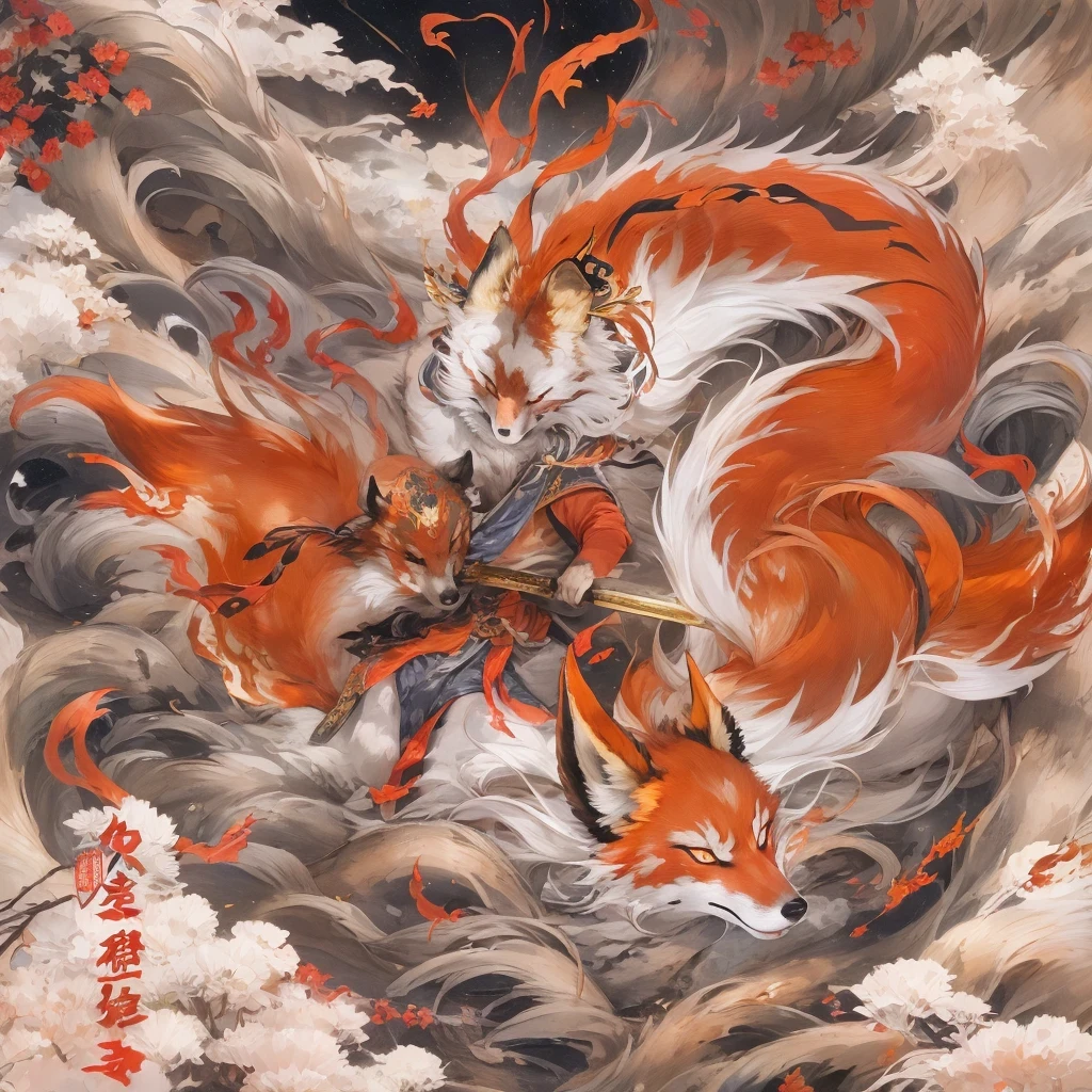 Nine-tailed fox 32k，祥瑞 Red and White Immortal Demon Realm, Chance encounter with Liu Hanshu, He saw his old self in him, Decided to accept him as a disciple, teach him how to protect himself, But because of the hidden star map, Phoenix and the Liu family、Jade Sword Sect builds relationships, Beginning with the death of Liu Hanshu, Qin Yu embarked on the road of confrontation with powerful enemies, work hard, make yourself stronger, Stick to your core path of justice, （nine-tailed fox）eyes full of anger，red and whitenine-tailed fox握緊了拳頭，dash forward，Give the opponent a fatal blow，full body lesbian，Full body nine-tailed fox male mage 32k（傑作canyon超HD）Phoenix（canyon）climb the streets， explosion scene（nine-tailed fox）， （dragon）， nine-tailed fox憤怒的戰鬥姿態， looking at the ground， batik linen headscarf， 中國red and white圖案長袖服裝， canyonred and whitenine-tailed fox（abstract acrylic splash：1.2）red and white（realistically：1.4），black hair，flour fluttering，rainbow background， high resolution， detail， RAW photos， Sharp Re， Nikon D850 film photo by Jefferies Lee 4 Kodak Portra 400 camera F1.6 guns, colorful, Ultra-realistic and vivid textures, dramatic lighting, Unreal Engine Art Station Trend, Sinest 800，red and white飄逸的霧氣,（（（叢林canyon）））The injured line up in the street（OK）climb the streets，Movie Master Instant Image Quality（masterpiece，HD，Ultra high quality，32k） （linen batik scarf）， fighting stance， looking at the ground， Linen bandana， 中國nine-tailed fox圖案長袖服裝， 早上的nine-tailed fox（Abstract gouache splash：1.2）， dark clouds lightning background，sprinkling