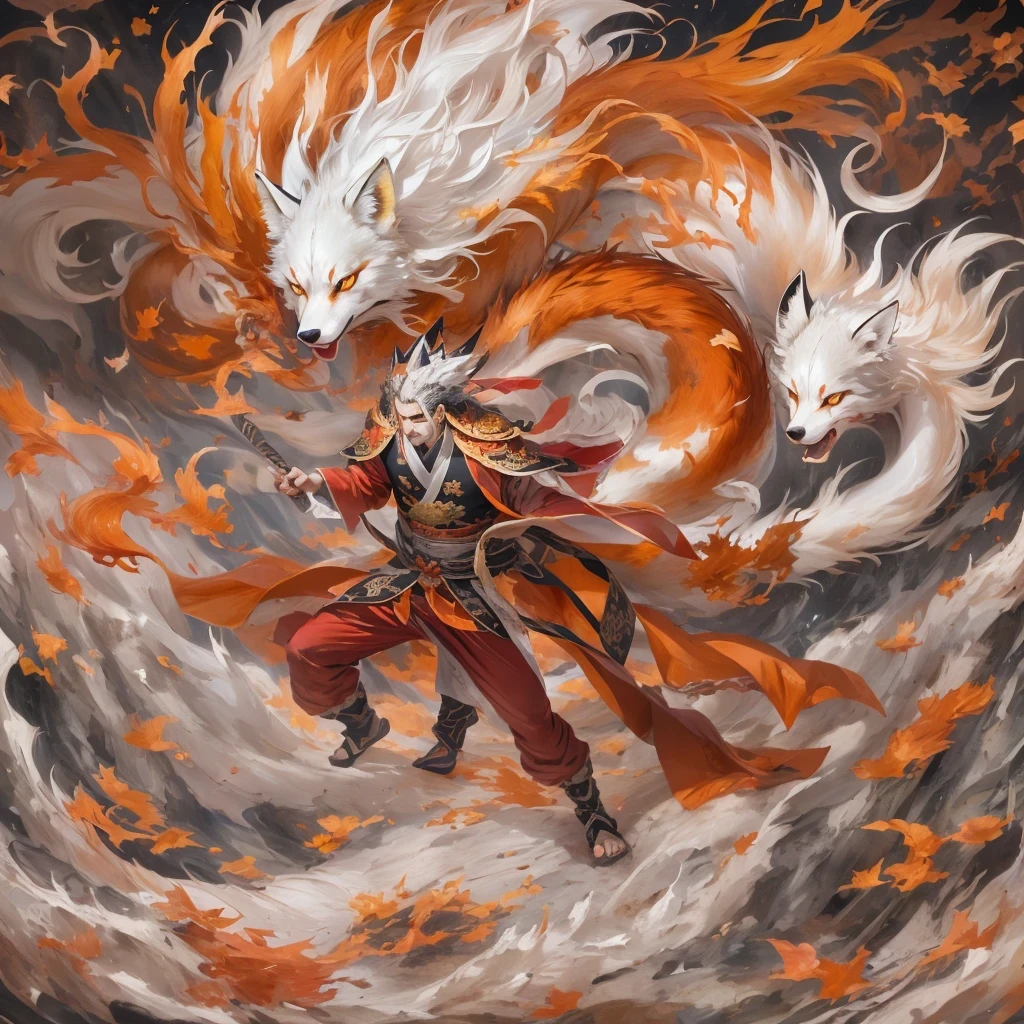 Nine-tailed fox 32k，祥瑞 Red and White Immortal Demon Realm, Chance encounter with Liu Hanshu, He saw his old self in him, Decided to accept him as a disciple, teach him how to protect himself, But because of the hidden star map, Phoenix and the Liu family、Jade Sword Sect builds relationships, Beginning with the death of Liu Hanshu, Qin Yu embarked on the road of confrontation with powerful enemies, work hard, make yourself stronger, Stick to your core path of justice, （nine-tailed fox）eyes full of anger，red and whitenine-tailed fox握緊了拳頭，dash forward，Give the opponent a fatal blow，full body lesbian，Full body nine-tailed fox male mage 32k（傑作canyon超HD）Phoenix（canyon）climb the streets， explosion scene（nine-tailed fox）， （dragon）， nine-tailed fox憤怒的戰鬥姿態， looking at the ground， batik linen headscarf， 中國red and white圖案長袖服裝， canyonred and whitenine-tailed fox（abstract acrylic splash：1.2）red and white（realistically：1.4），black hair，flour fluttering，rainbow background， high resolution， detail， RAW photos， Sharp Re， Nikon D850 film photo by Jefferies Lee 4 Kodak Portra 400 camera F1.6 guns, colorful, Ultra-realistic and vivid textures, dramatic lighting, Unreal Engine Art Station Trend, Sinest 800，red and white飄逸的霧氣,（（（叢林canyon）））The injured line up in the street（OK）climb the streets，Movie Master Instant Image Quality（masterpiece，HD，Ultra high quality，32k） （linen batik scarf）， fighting stance， looking at the ground， Linen bandana， 中國nine-tailed fox圖案長袖服裝， 早上的nine-tailed fox（Abstract gouache splash：1.2）， dark clouds lightning background，sprinkling