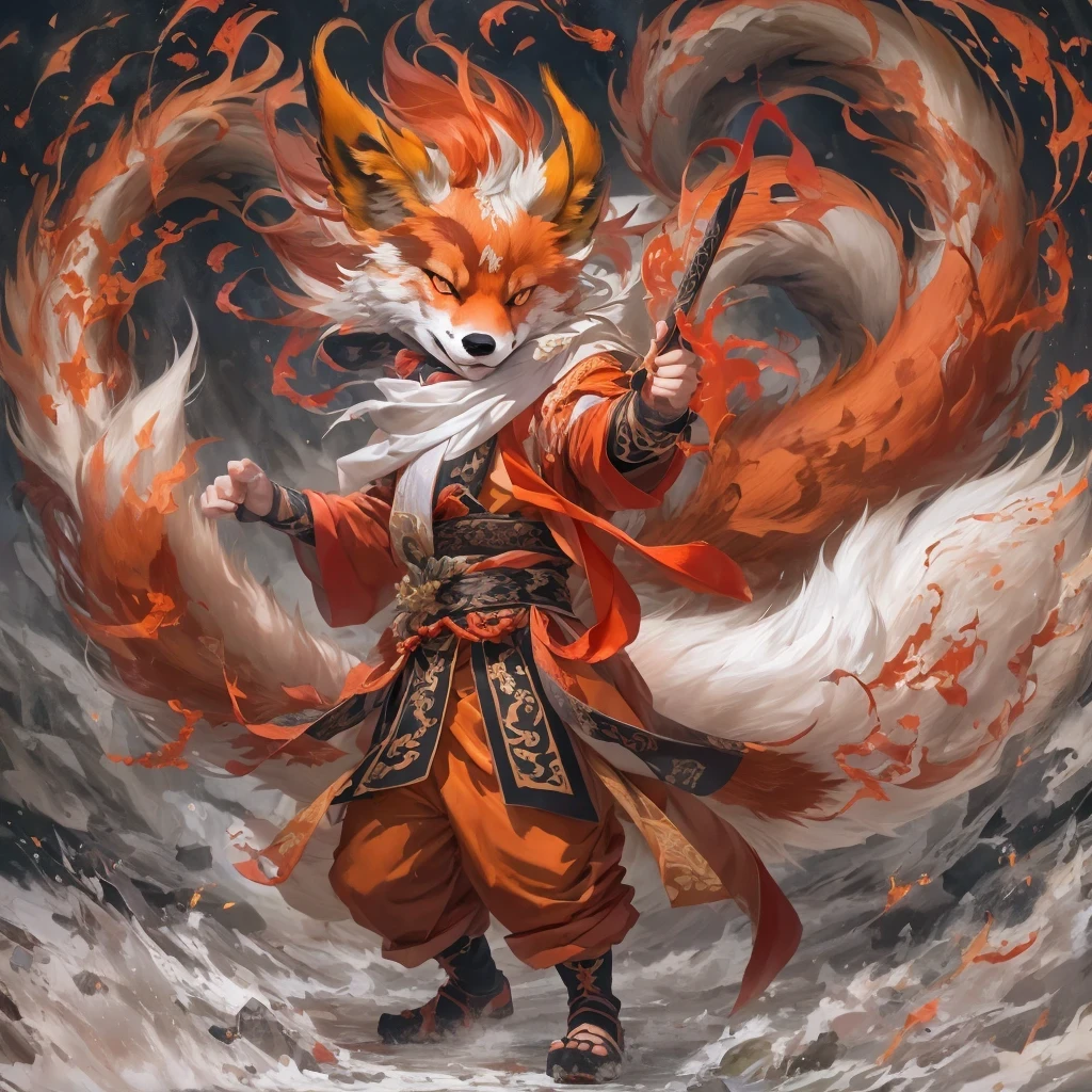 Nine-tailed fox 32k，祥瑞 Red and White Immortal Demon Realm, Chance encounter with Liu Hanshu, He saw his old self in him, Decided to accept him as a disciple, teach him how to protect himself, But because of the hidden star map, Phoenix and the Liu family、Jade Sword Sect builds relationships, Beginning with the death of Liu Hanshu, Qin Yu embarked on the road of confrontation with powerful enemies, work hard, make yourself stronger, Stick to your core path of justice, （nine-tailed fox）eyes full of anger，red and whitenine-tailed fox握緊了拳頭，dash forward，Give the opponent a fatal blow，full body lesbian，Full body nine-tailed fox male mage 32k（傑作canyon超HD）Phoenix（canyon）climb the streets， explosion scene（nine-tailed fox）， （dragon）， nine-tailed fox憤怒的戰鬥姿態， looking at the ground， batik linen headscarf， 中國red and white圖案長袖服裝， canyonred and whitenine-tailed fox（abstract acrylic splash：1.2）red and white（realistically：1.4），black hair，flour fluttering，rainbow background， high resolution， detail， RAW photos， Sharp Re， Nikon D850 film photo by Jefferies Lee 4 Kodak Portra 400 camera F1.6 guns, colorful, Ultra-realistic and vivid textures, dramatic lighting, Unreal Engine Art Station Trend, Sinest 800，red and white飄逸的霧氣,（（（叢林canyon）））The injured line up in the street（OK）climb the streets，Movie Master Instant Image Quality（masterpiece，HD，Ultra high quality，32k） （linen batik scarf）， fighting stance， looking at the ground， Linen bandana， 中國nine-tailed fox圖案長袖服裝， 早上的nine-tailed fox（Abstract gouache splash：1.2）， dark clouds lightning background，sprinkling