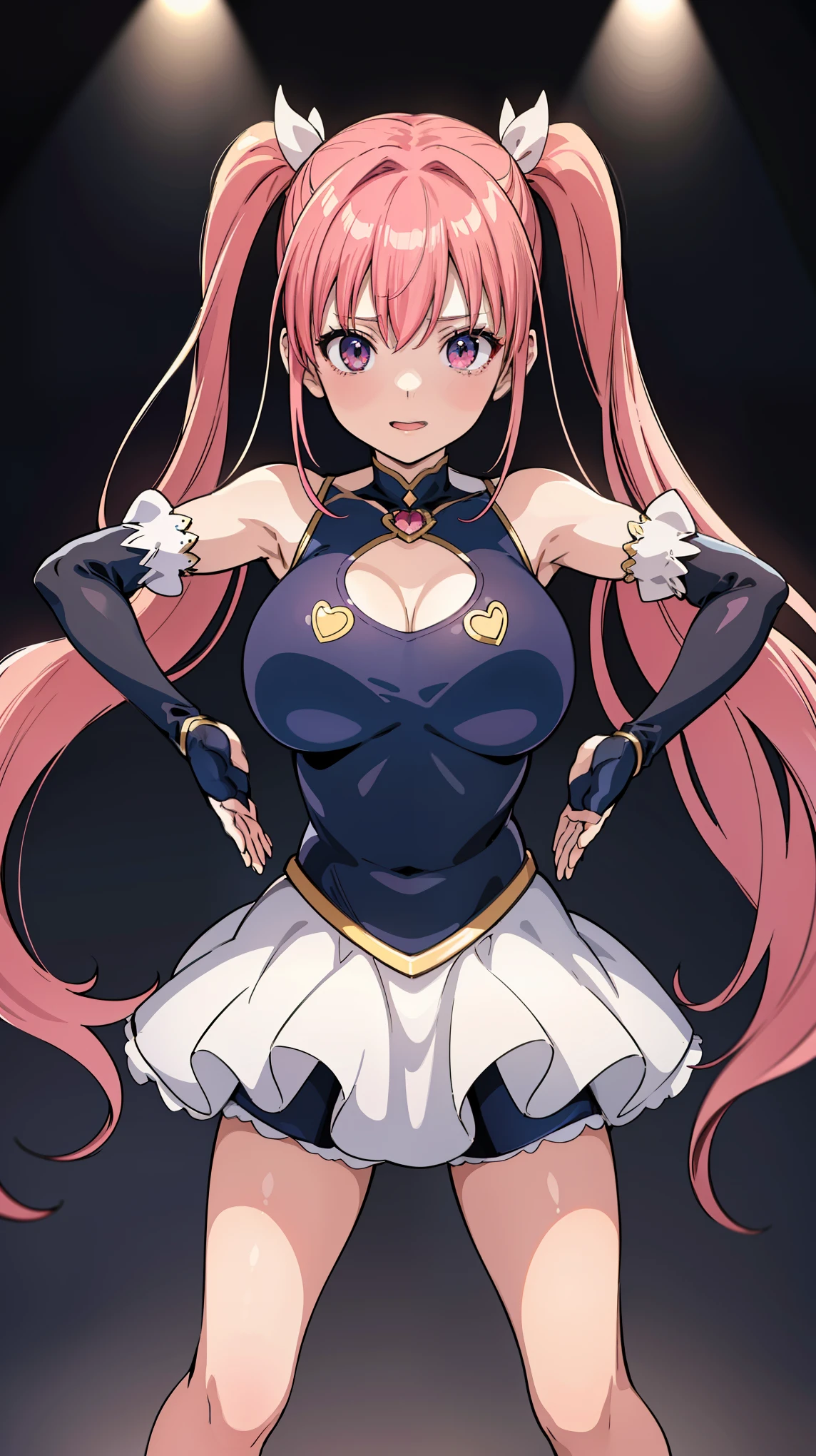 1 female,((Magical Girl 1.2)),16 years old,clavicle, pink hair、long hair,twin tails, haigure, huge breasts,erasure of emotions, 全身figure,  (highest quality、4k、8k、High resolution、must have:1.2)、Super detailed、(reality、realisticです、realistic:1.37)、ticker、hyper hd、studio lighting、ultra definition paint、sharp focus、Physically based rendering、extreme details、Professional specifications、vibrancy and color、blurry、sports portrait、landscape、horror style、anime big breasts、SF、photograph、concept artist、five fingers, perfect body,  {{{masterpiece}}}, {{{highest quality}}}, {{super detailed}}, {figure}, {{very delicate and beautiful}},Promoting cost performance、all roles、Canon 5D MK4でphotograph、sprinkle、photograph, 