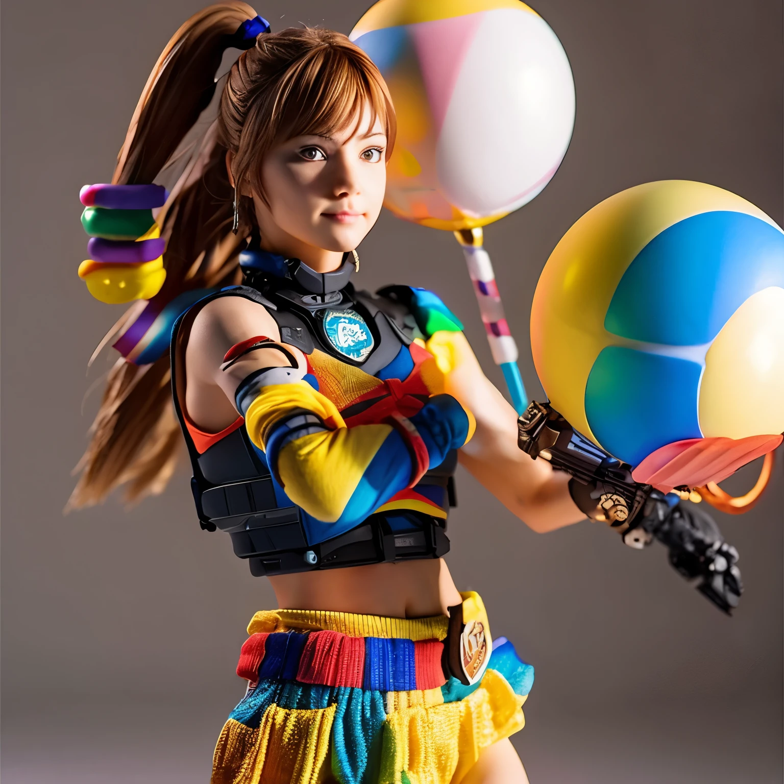 Female warrior with a rainbow ball