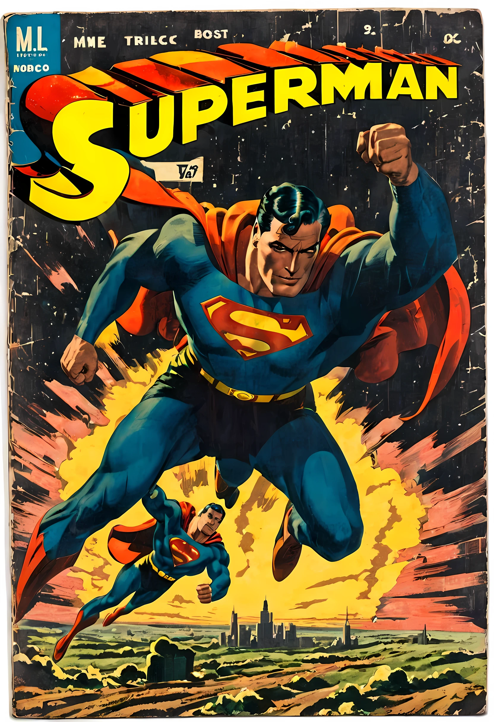 classic Superman, Vintage comic book with title text: "Superman"