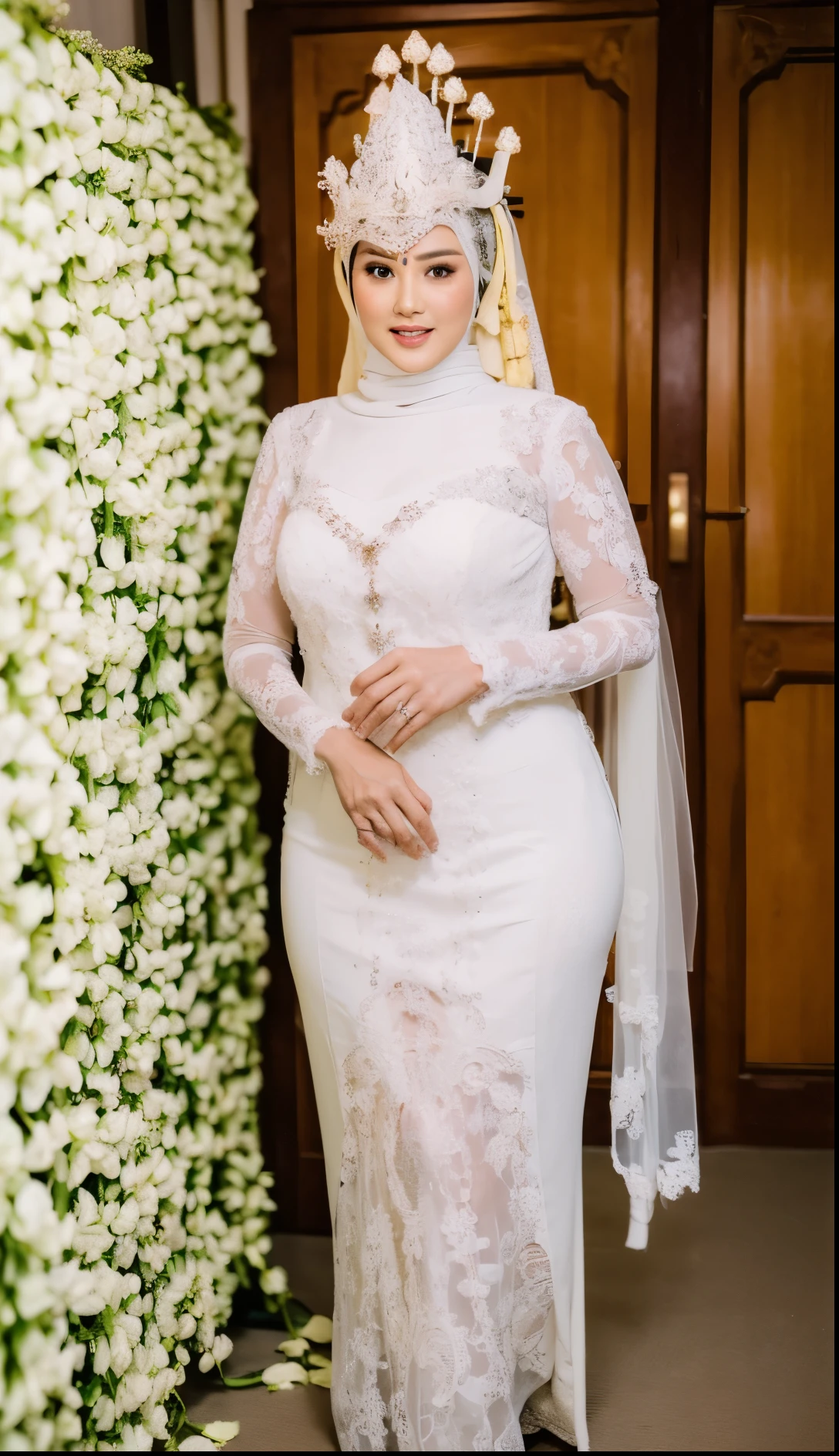 Indonesia woman, Plump woman, kebaya, hijab