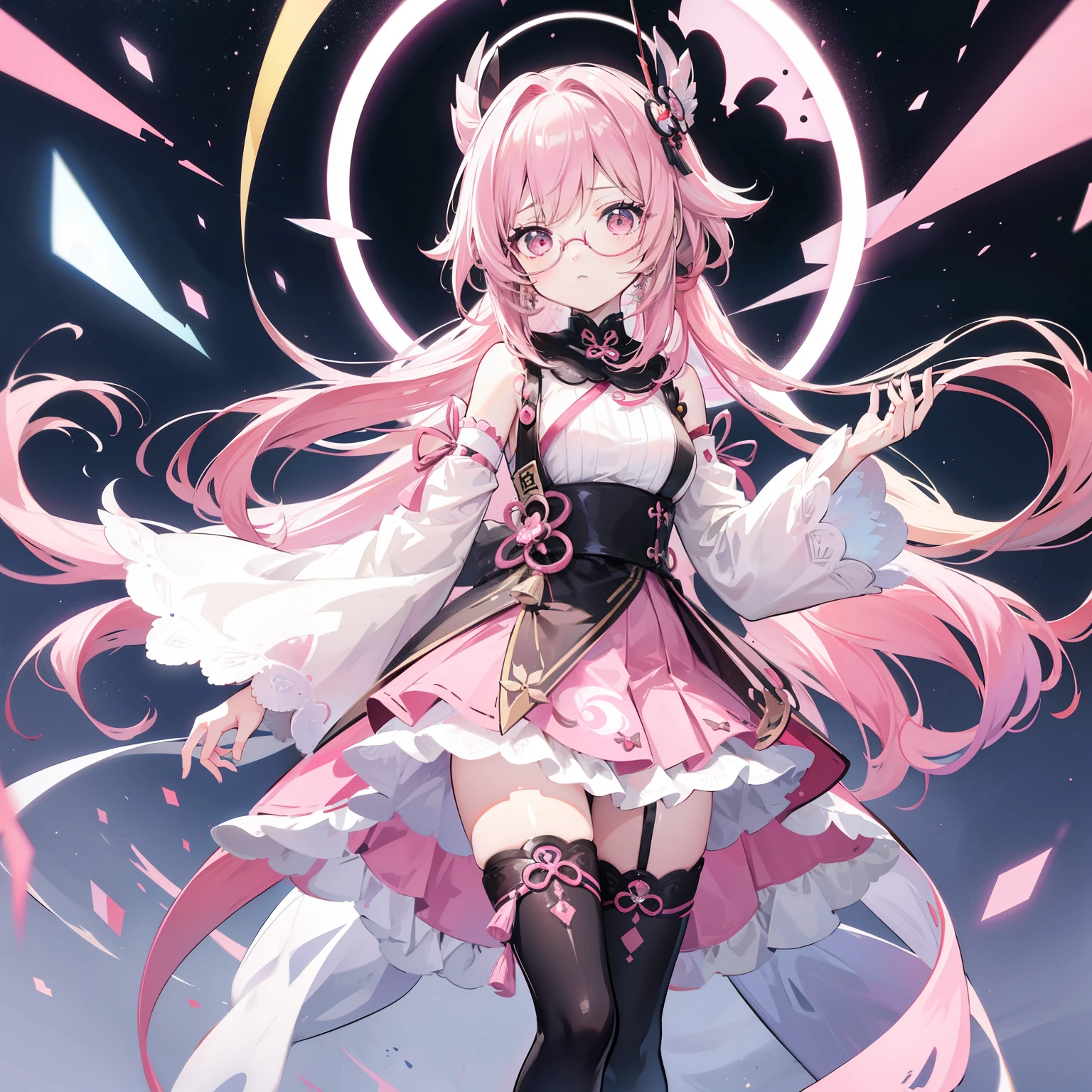 human , pink braided hair , yellow eyes ,bomb , knife , wielding an ax, dead eyes ,butterfly , Madness , Black color&red fox mask , blood, covered in blood , axe , sexy red short kimono, bare legs , No panties , no bra , thin fabric , festival , mirth , kabuki makeup