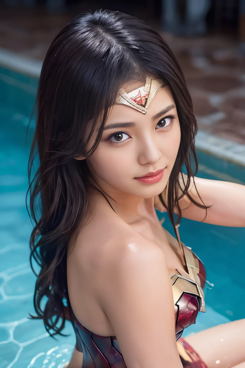 Underwater,perfect wonder woman costume,whole body,Head held underwater,In the pool沈む,Drowning in the pool,Face submerged Underwater,Underwaterに潜る,Submerge your face Underwater,In the pool,inside the fountain,Soaked Underwater,Soaking wet wonder woman,sleeping face,close ~ eye,Open your mouth,Tired face,face of suffering,sleeping face,Soaking wet hair,Wet Hair,Wet body,Fight with the men,Surrounded by men,,caught between men,licked by a man,Entanglement with men, Attacked by men,assaulted by men,being bullied by a man,Sexually abused by a man,Captured by a man,Being restrained by a man、touch your face,、Hair is pulled hard,My head is grabbed,Grab my head,brown hair,  masterpiece、beautiful girl、fine eye、puffy eye、highest quality, 超High resolution, (reality: 1.4), Cinema Lighting,so beautiful、Beautiful Skin、(超reality的な)、(High resolution)、(8k)、(Very detailed)、(beautiful and fine eye)、(Very detailed)、 Detailed face、slanted bangeshi hair、brown hair、20-year-old、Wonder Woman Cosplay