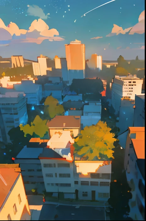 view from up city looking at the ncy buildings , makoto shinkai cyril rolando, ( ( makoto shinkai ) ), style of makoto shinkai, makoto shinkai. —h 2160, in style of makoto shinkai, by Makoto Shinkai, by makoto shinkai, makoto shinkai!