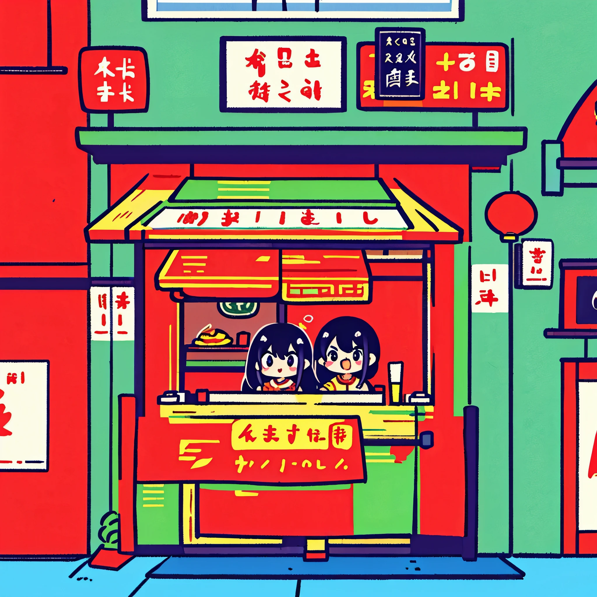 a chinese restaurant，Cute style，Street restaurant