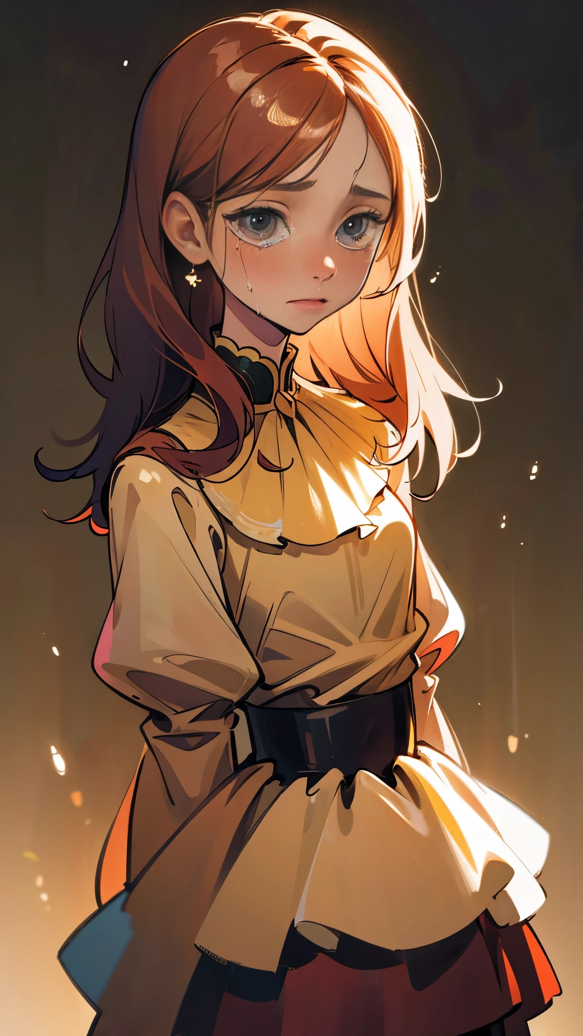 (best quality, masterpiece, detailed), 1 man, short blouse, honey hair, long straight hair, gray eyes, crying, clear background