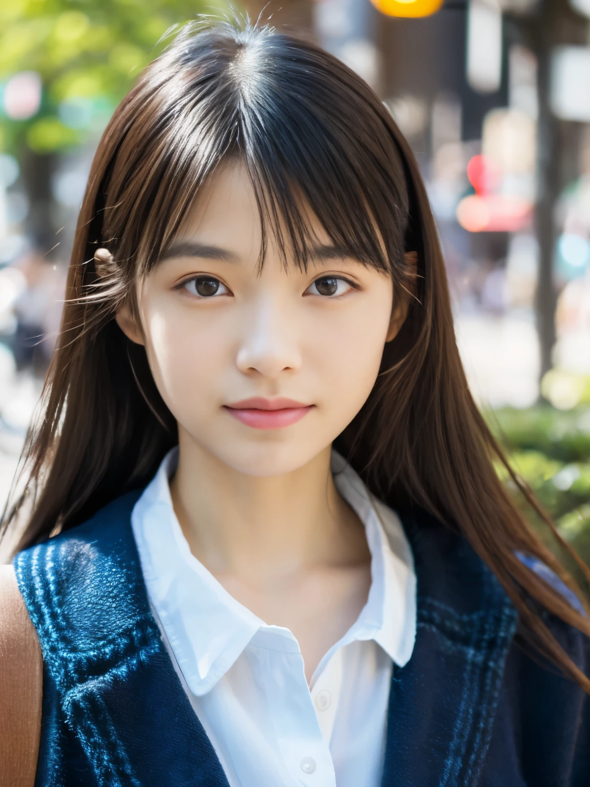 Photoreal, 8k Full Length Portrait, Beautiful woman, attractive look, Clear type, 18-year-old, Tokyo, 2024, spring, Shibuya in the background