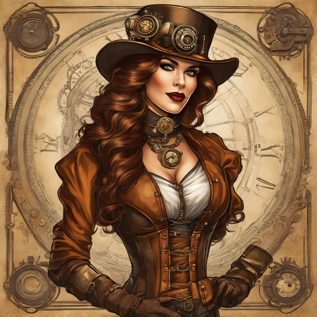 There's a woman wearing a Steam Punk hat and holding a gun.,  Steampunk, usando trajes Steampunk,  inventora Steampunk, (Steampunk), ( Steampunk ), estilo Steampunk, Steam-punk, Steampunk Fiction, steampunk aesthetic, uma deusa Steampunk bonita, Steampunk mulher anime bonita, Steampunk, fantasia Steampunk, estilo de fantasia Steampunk, arte Steampunk, arte digital Steampunk, roupas Steampunk