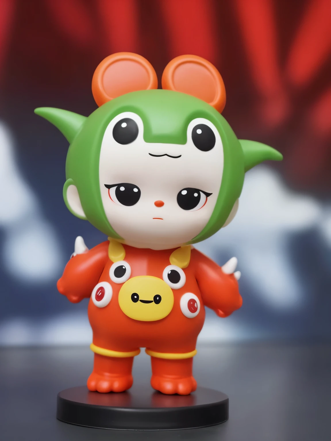 blindbox、Chibi girl acting on the stage of Hero Sentai、wearing a cute monster costume
