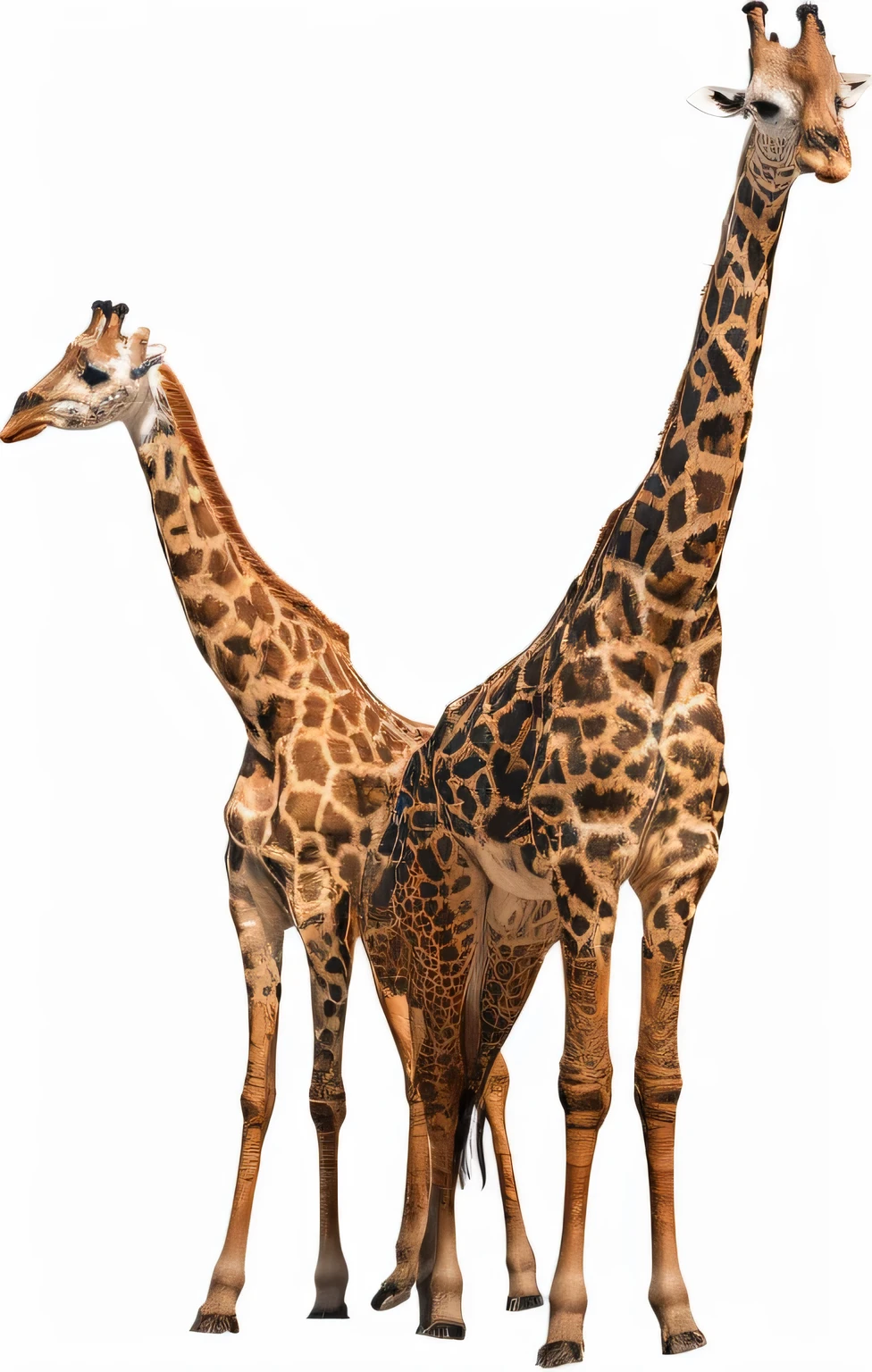 两只giraffe站on white background,giraffe,on white background, Very detailed photos,on a clear background, on white background, Extremely true, 白色的hyper real highly detailed, frontal pose, 8K hyper-realistic animals,hyper real highly detailed, , Super detailed full body photos,polar bear,High quality 3D realistic, Extremely high quality scans,4k,8k,ultra high definition, highly detailed animals, digital rendering, Digital Art Animal Photos