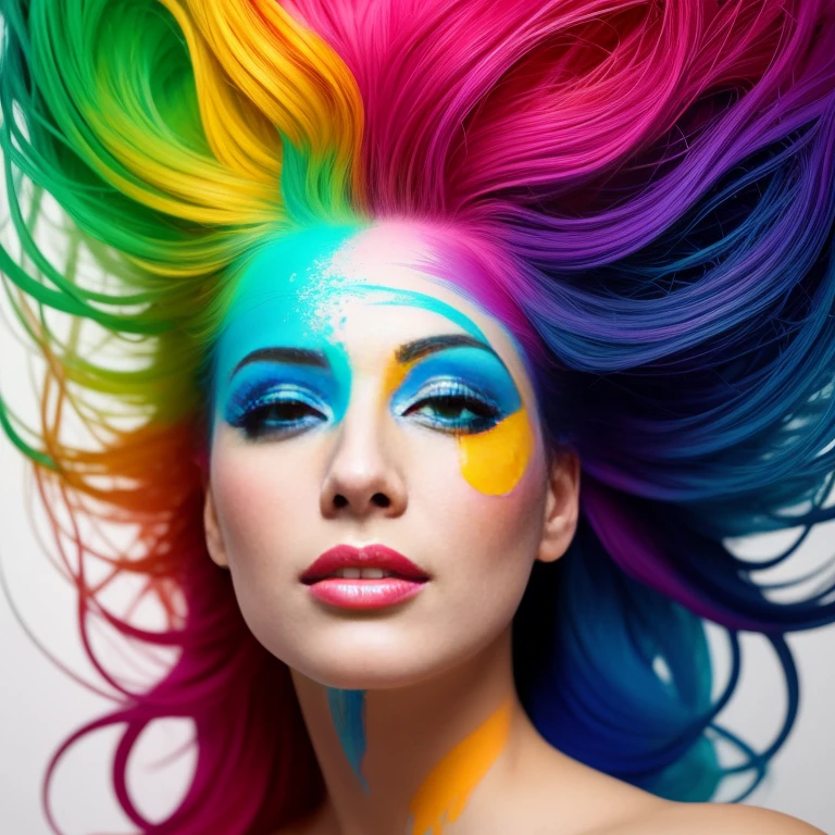 Colorful abstract art masterpiece of Alberto Seveso, where paint meticulously forms an ethereal strand of hair on a head, bathed in romantic, cinematic lighting. The wave-like brushstrokes reflect the sub-surface scattering of light, creating a shimmering, realistic effect, as if each strand is alive with its own unique shine. This intricate, award-winning art rivals the beauty of a successful hair transplant, transcending the boundaries of traditional underwater paint art.