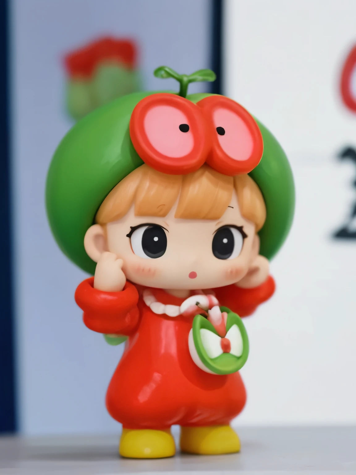 blindbox、Chibi girl acting on stage、wearing a cute fruit costume