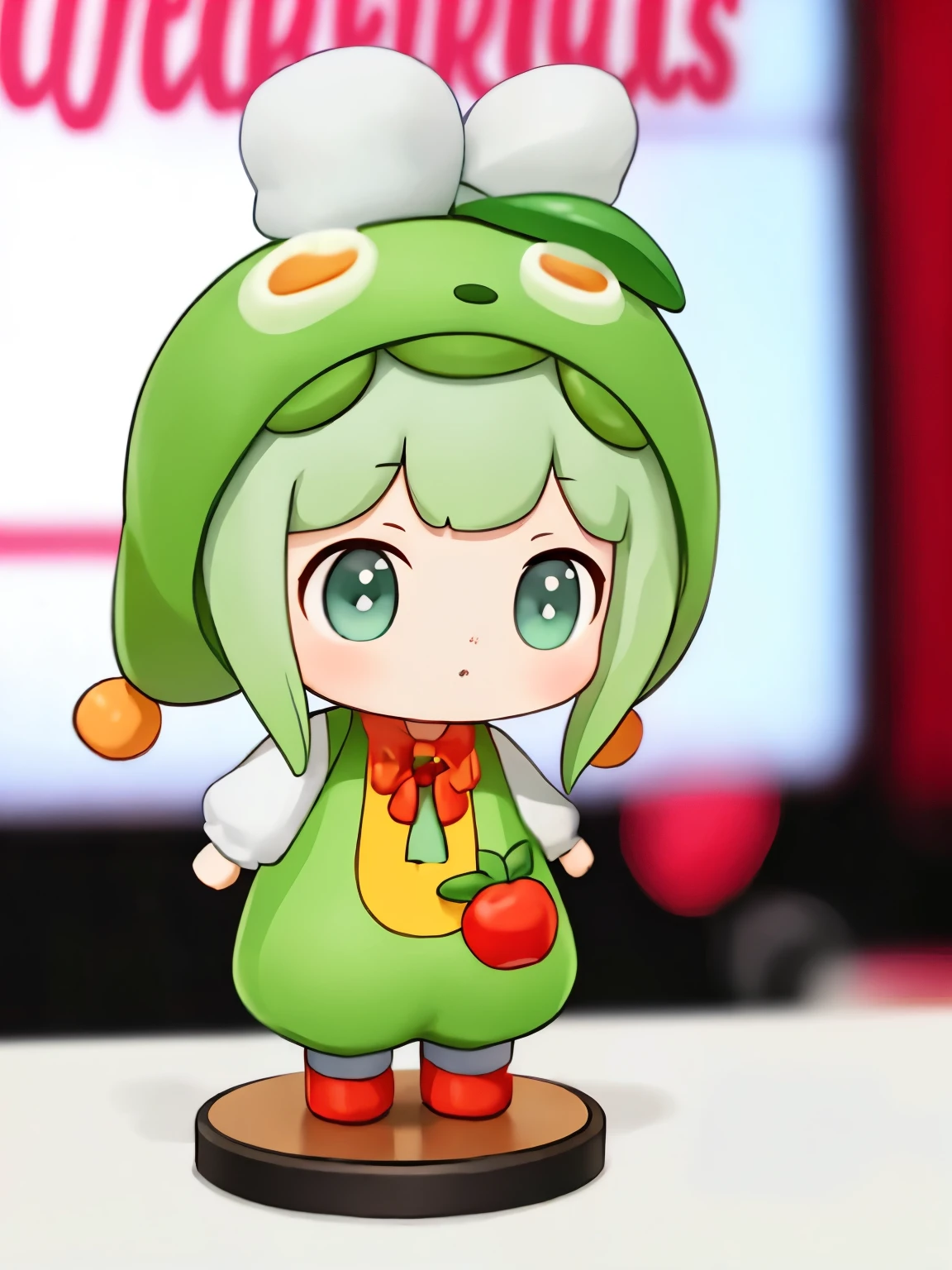 blindbox、Chibi girl acting on stage、wearing a cute fruit costume