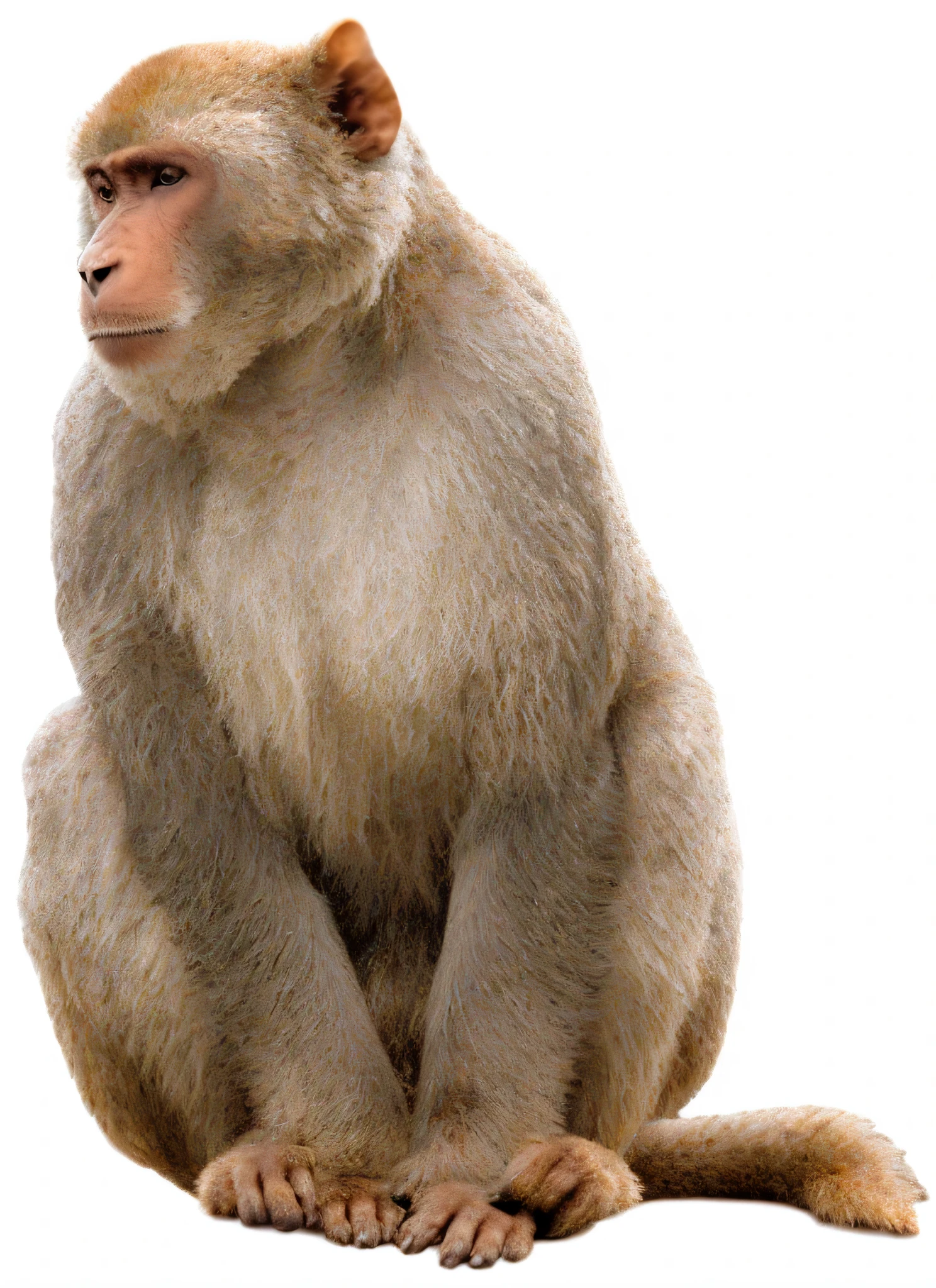  monkey,猕monkey,Feel free to sit down, Very detailed photos，on a clear background, on white background， Extremely true, 白色的hyper real highly detailed, frontal pose, 8K hyper-realistic animals，hyper real highly detailed, , Super detailed full body photos,polar bear，High quality 3D realistic, Extremely high quality scans，4k，8k，ultra high definition， highly detailed animals, digital rendering, Digital Art Animal Photos