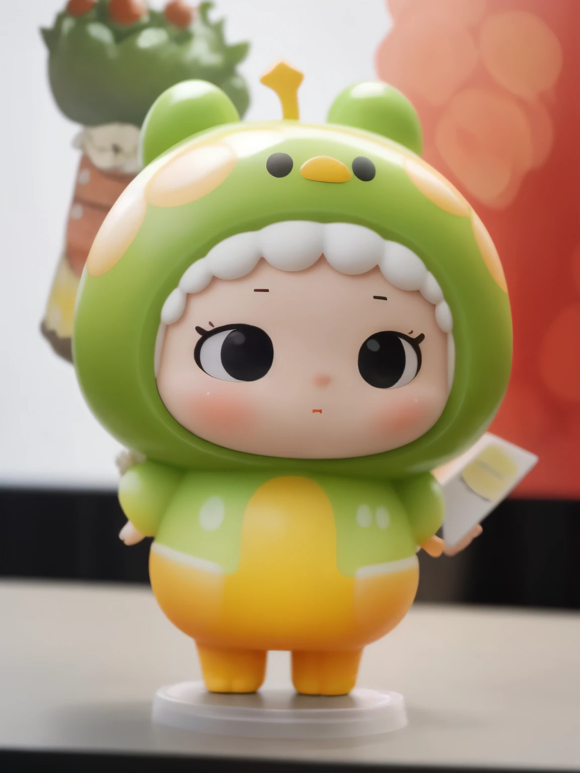 blindbox、Chibi girl acting on stage、wearing a cute fruit costume