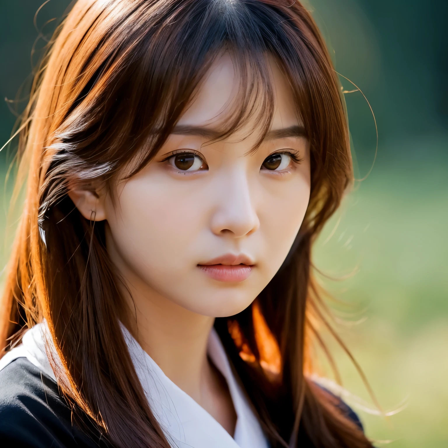 Perfect face, korean mafia heir female, 19 years old, stubborn, fearless, brave, childish, Her hair is a hime cut, named eun-ji han