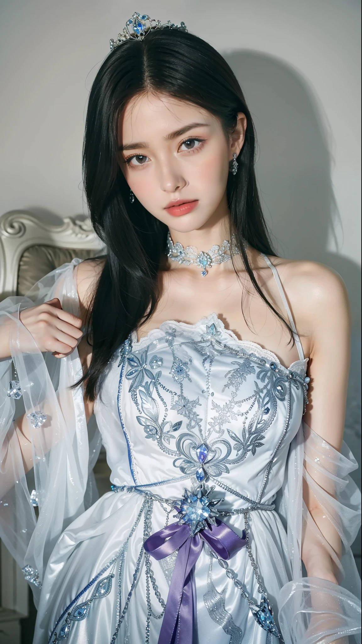 Royal princess,Very detailed, Delicate face, Stock Photography , Portrait 400, F1 Camera Lens.6, rich and colorful, Surrealism, Realistic textures, Dramatic Lighting, Thin Film Distiller 800 (8K, original photo, Better quality, masterpiece: 1.2), Very detailed, (Extremely delicate skin: 1.2), 8K 超高清, SLR camera, Soft Light, high quality.Fire Queen,Blue pupils,Wear red lipstick,Have a tattoo,The tattoo is very three-dimensional,Gorgeous and intricate tattoo designs,8K Mugshot,Large Breasts,Dark eyeshadow,Sexy thick lips(Red lipstick),Ice Princess,The facial features are very three-dimensional,Gorgeous and exquisite crystal diamond lace wedding dress,Silver Armor,Exquisite and ornate silver decoration,Universe shining diamond gem,Ultra-clear portrait,Very exquisite and gorgeous jewelry,