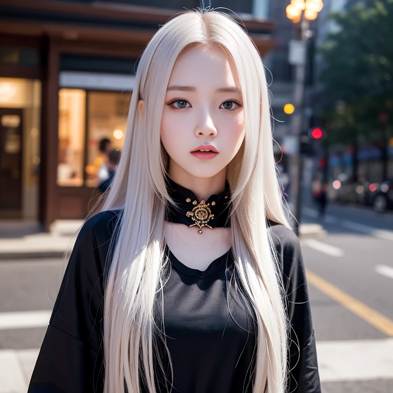 Ulzzang-6500-v1.1: (Raw photo: 1.2), (Photorealistic: 1.4), A beautiful, incredibly detailed girl with captivating eyes and intricate facial features in a stunning (raw photo). Ridiculously high file size, super detailed, and high resolution, this masterpiece showcases a young, -yeld giwith long white hair in diverse fashion clothing. The illustration is best quality and very detailed, featuring CG unified 8k wallpaper with amazing fine detail. The girl's expressive eyes are expertly lit with movie lighting, and she dons a best quality, very detailed CG