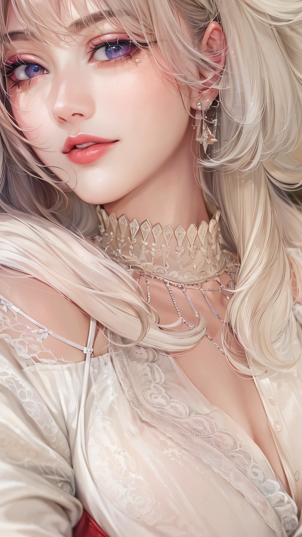 (original photo, best quality), (actual, photo-actual:1.3), best quality ,masterpiece, (CherryNobodySD15), ((big ass, big breasts)), (beautiful girl), pink lipstick, colorful makeup, long eyelashes, earrings, Apply eyeliner, White skin, blonde hair,(Lovely), (Detailed face), delicate eyes, detailed的虹膜, 8K Ultra HD, SLR camera, soft light, high quality, film grain, beautiful delicate eyes, Beautiful and detailed nose, detailed, actual face, faint smile, (Highly detailed face: 1.5), Fuji XT3, best quality, 超detailed, masterpiece, fine details, higher, 8k wallpaper, pixie cut
