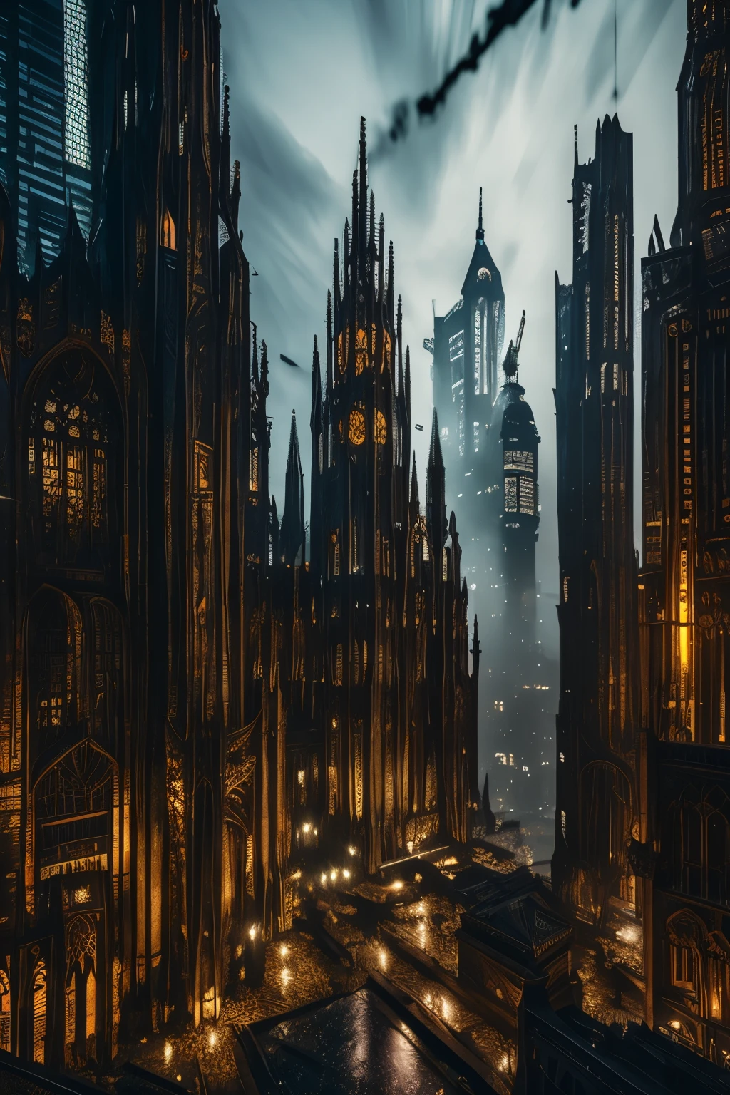 best quality, gothic aesthetic, Northern Renaissance style, cyberpunk, city, galaxy, translucent, 3D, 32k, RAW photo, incredibly absurdres, extremely detailed, delicate texture, delicate, flashy and dynamic depiction