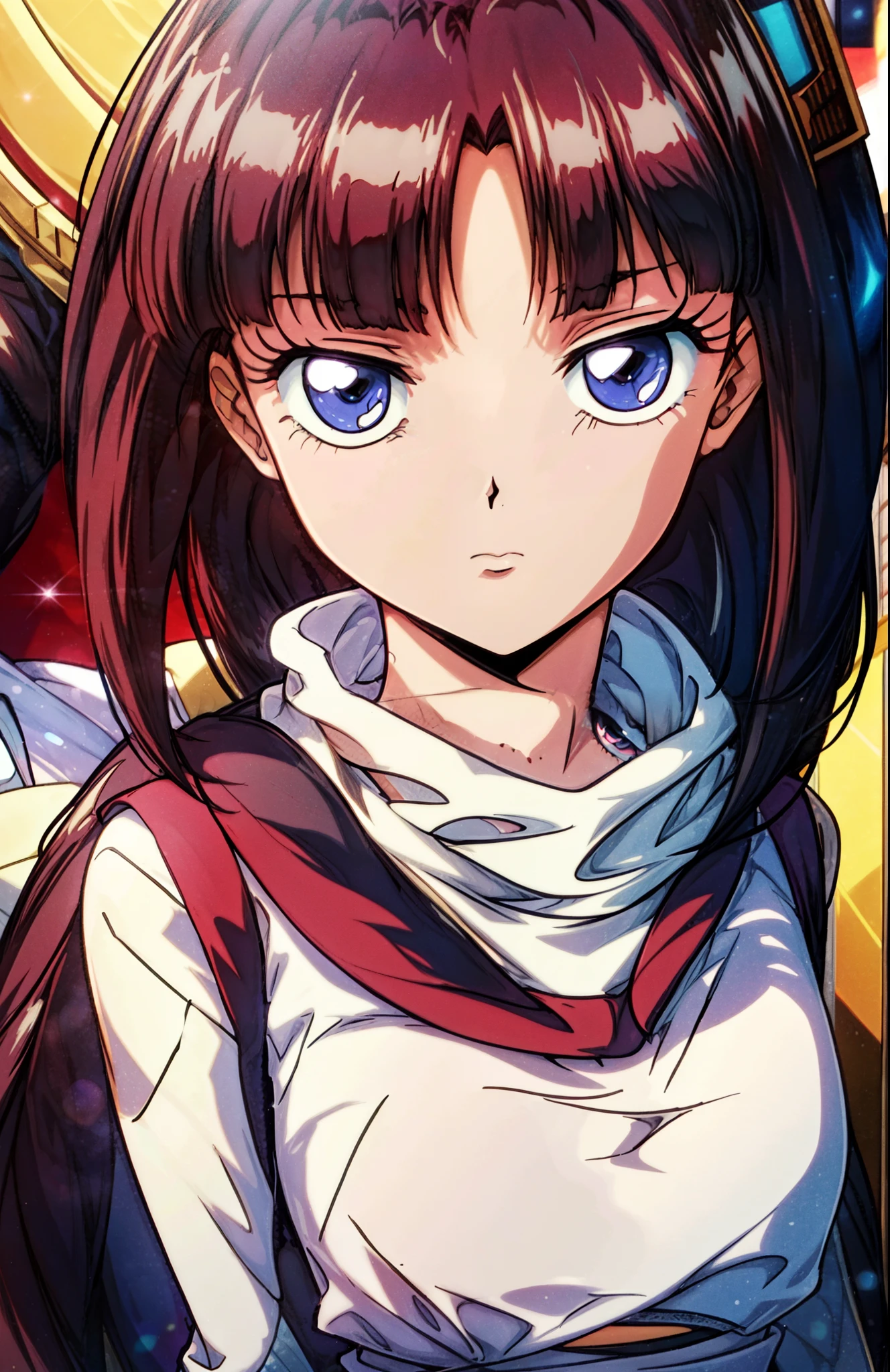 Tifa,Tifa　gundam x, hair scrunchie,low ponytail, long hair,bangs, black hair, blunt bangs,big blue eye,1 girl, 18-year-old,young woman,beautiful Finger,beautiful long legs,beautiful body,beautiful Nose,beautiful character design, perfect eye, perfect face,expressive eye,looking at the viewer, in the center of the image,(upper_body),(Focus on her face), (innocent_big_eye:1.0),(light_笑face:0.3),日本女子高生黒colorセーラー服,黒colorプリーツスカート,白colorパンティストッキング,black loafers,school bag,city,walk,on the way to school,Highly detailed CG Unity 8k wallpaper, perfect lighting,colorful, bright_front_face_lit,
(masterpiece:1.0),(Highest_quality:1.0), 超High resolution,4k,Super detailed,
photograph, 8k, HDR, High resolution, confused:1.2, kodak portrait 400, film grain, blurred background, Bokeh:1.2, Lens flare, (lively_color:1.2)
(beautiful,chest:1.4), (beautiful_face:1.5),(narrow_waist),