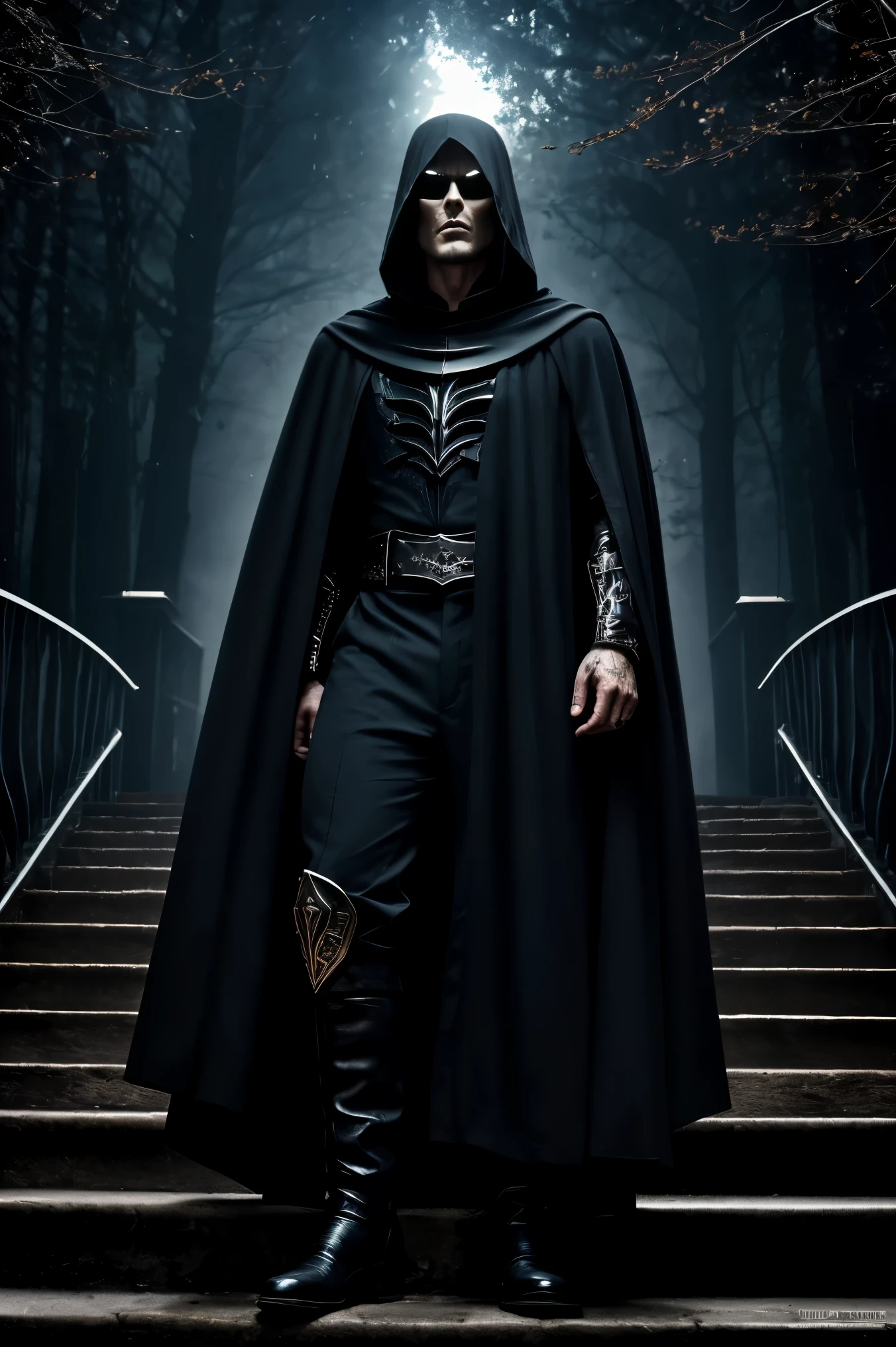 The Prince of Darkness is a tall and slender man with an intimidating magnetism and commanding charm. His black hair, lightly cropped, surrounds his face, giving him a mysterious and coarse appearance. His face is the epitome of cold-bloodedness and ruthlessness: harsh features, deep scars on his cheeks, bright blue eyes like flames burning in the night. From beneath a narrow nose peeks crooked lips, as if smiling in a sinister mocking laugh.
Clad in a dark cloak adorned with silver and gold patterns, the Prince of Darkness inspires fear and anxiety with his presence. On his finger, a ring with a dark diamond glistens, radiating a cold emanation. Black boots swaying quietly on high spurs create a mystical sound that fills the air with mystery and magic.
The steps of the Prince of Darkness are quiet and sure, as if the darkness itself is obeying him. His voice, velvety and masculine, filled with a melodic hoarseness, sounds like the quiet whisper of death, evoking a vile and haunting sense of uncertain fear.
The Prince of Darkness is elusive and mysterious, he personifies evil at its most sophisticated and beautiful. His essence is imbued with a secret and sinister energy that makes even the bravest and most courageous tremble.