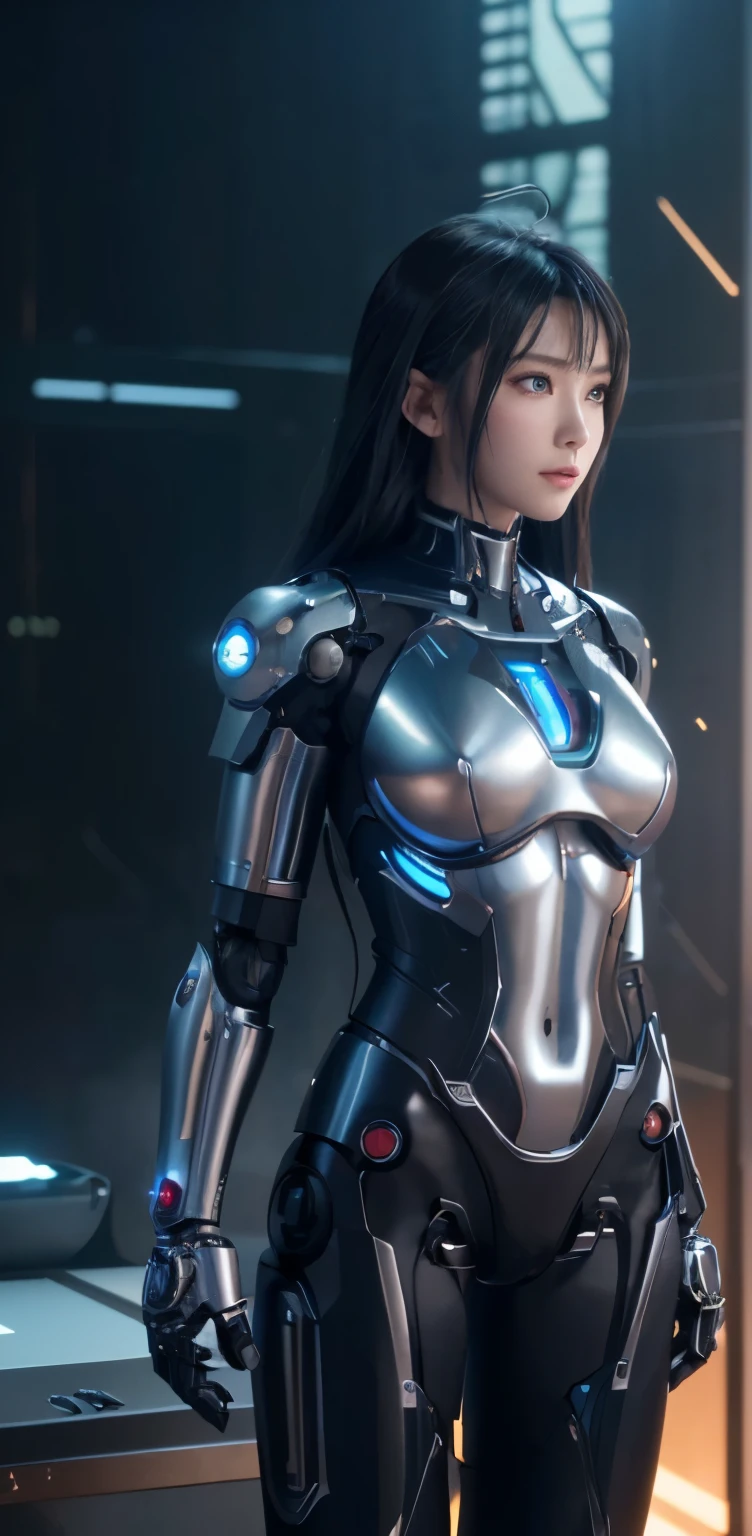 masTerpiece、((black meTallic Talic scales ))、 ((plug suiT)), ((beauTiful girl:1.2))、i don't'T'T'Mechanized bodies do not exist、Mechanized chesT and abdomen、mechanized occipuT、Mecha leg rack meTallic suiT ThaT fiTs perfecTly To The body、 Are sTanding、Tied up、metal robot、((cyberpunk background))、(neon lighT)、(fuTurisTic machine facTory background)、cyberdyne、ArTificial bodies、All meTal body、ironwork、abdominal mechanism、((roboT arm and hand))、((roboT's legachine neck))、inside The spaceship、beauTiful girl、s old、asian beauTy, (AcTuaTor and cable exposed from abdomen.、metal robotの首から胴体まで接続、Complex 3d rendering beauTiful porcelain profile super become familiar wiThd female android face、cyborg、robot parts、150mm、SofT lighT in a beauTiful sTudio、rim lighT、vivid deTails、gorgeous cyberpunk、Ren Hao、Super realistic、anaTomical、facial muscles、cable wire microchip、eleganT、beauTiful background、ocTane rendering、HR giger sTyle、8k、highesT qualiTy、masTerpiece、enlighTenmenT、very delicaTe and beauTiful、 Very become familiar with CG、uniTy、wall-、(realisTic、PhoToreal:1.37)、wonderful、become familiar wiTh、masTerpiece、highesT qualiTy、official arT、Highly become familiar wiThd CG uniTy 8k wallpaper、absurd、信じられないほどabsurd、、roboT、silver beads、Full body Esbian、 Are sTanding