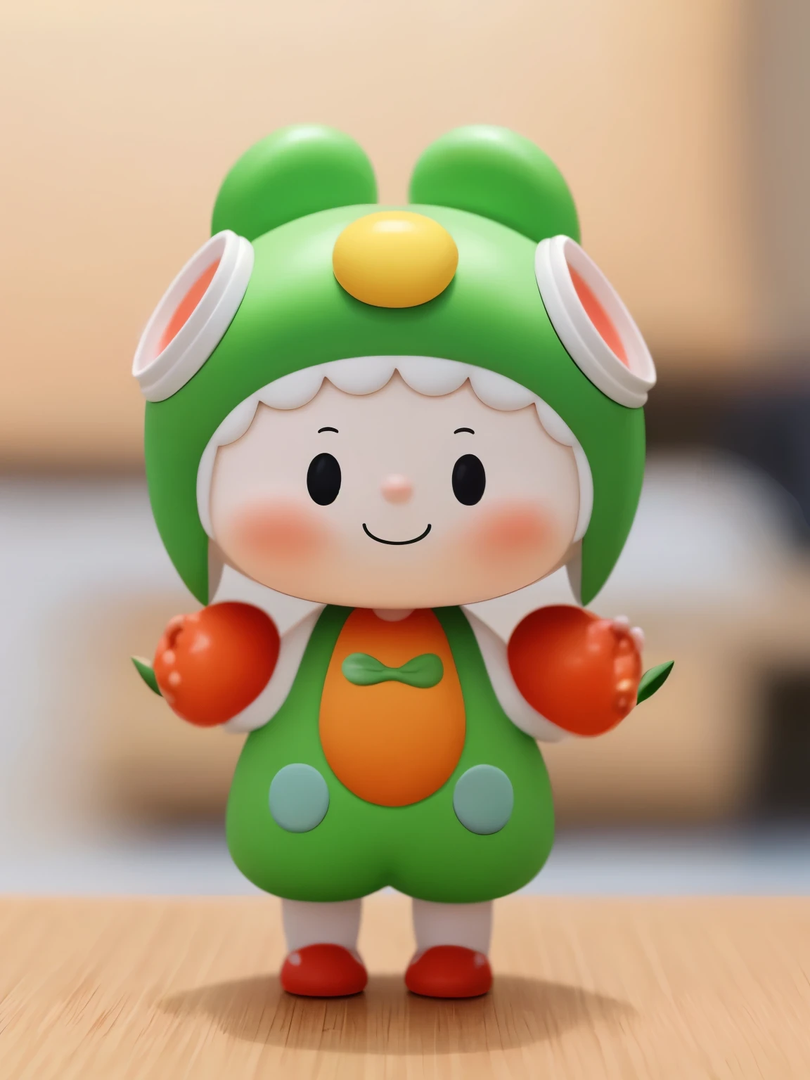 blindbox、Chibi girl acting on stage、wearing a cute fruit costume、Action with a smile