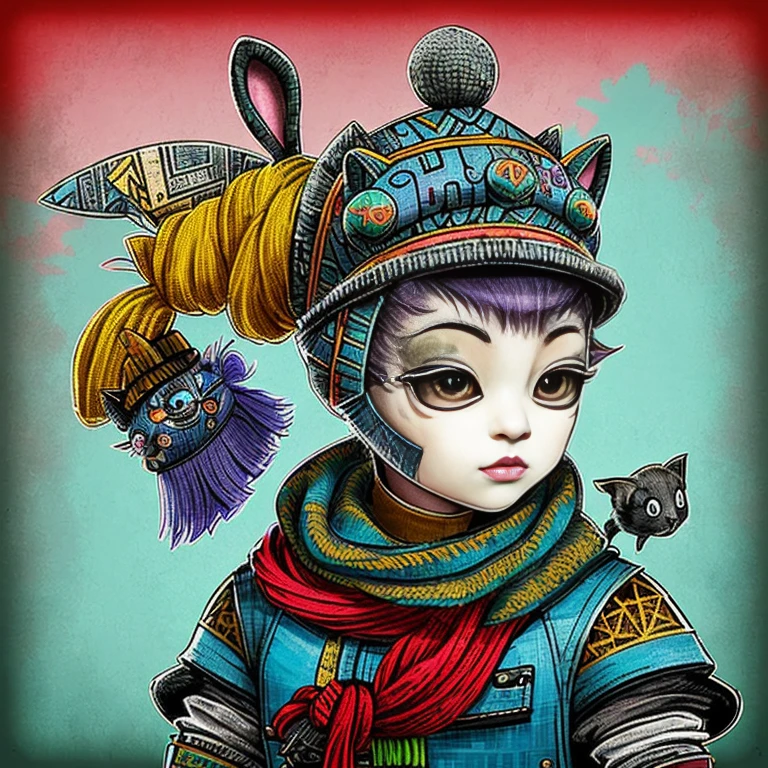 Pictures of cats in hats and scarves, (whimsical:1.2), (artistic trend:1.1), (punk:1.3), ultra-realistic, detailed rendering, (quirky:1.1), traditional Chinese costumes, (vibrant:1.1), urban style, (intimidating pose:1.2), Planet of Rabbits, fashion clothing, urban samurai, (terracotta warrior features:1.1), 8-bit, pixelated art, nostalgic, playful, adorable, (geometric shapes:1.1).