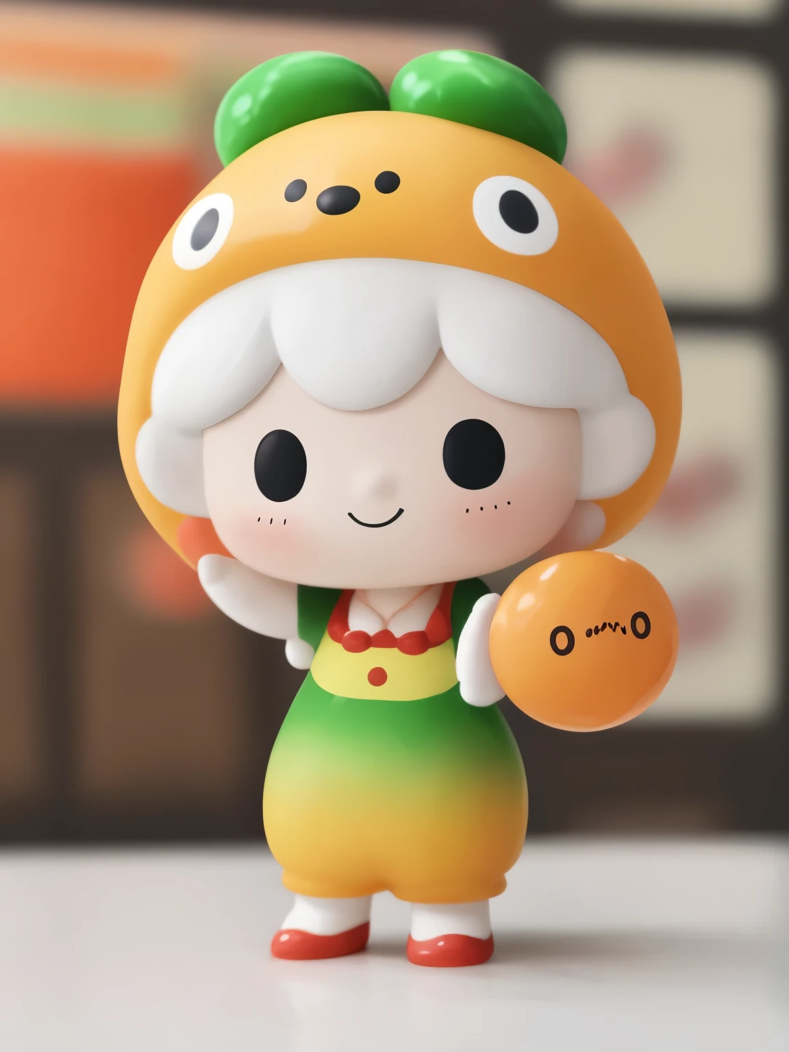 blindbox、Chibi girl acting on stage、wearing a cute fruit costume、Action with a smile、Take a photo from the side