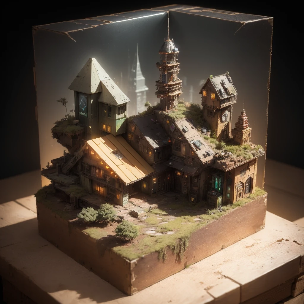 3598年Mars realistic model, (split ends, original photo, best quality, masterpiece:1.4),Steampunk Cyberpunk 6820 City,(CyberpunkMars light:1.3), Mars (related to land),(in a small nature box:1.3),Isometric, small nature, landscape on foundation,landscape,