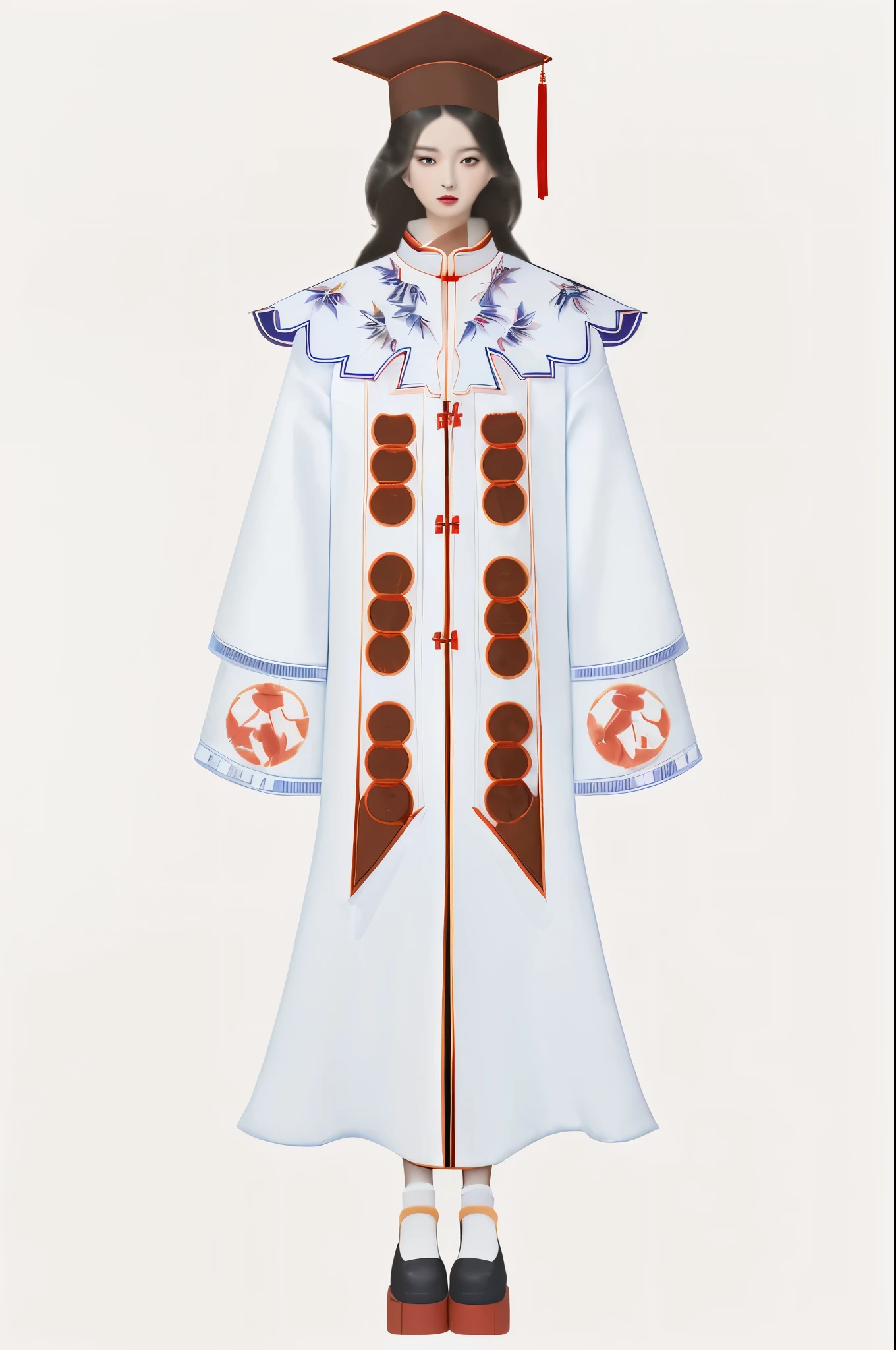 A series of four sets of academic uniform design drafts combined with traditional Chinese elements, moire design(Includes academic uniform,Master's service,Doctor's suit,school robe)