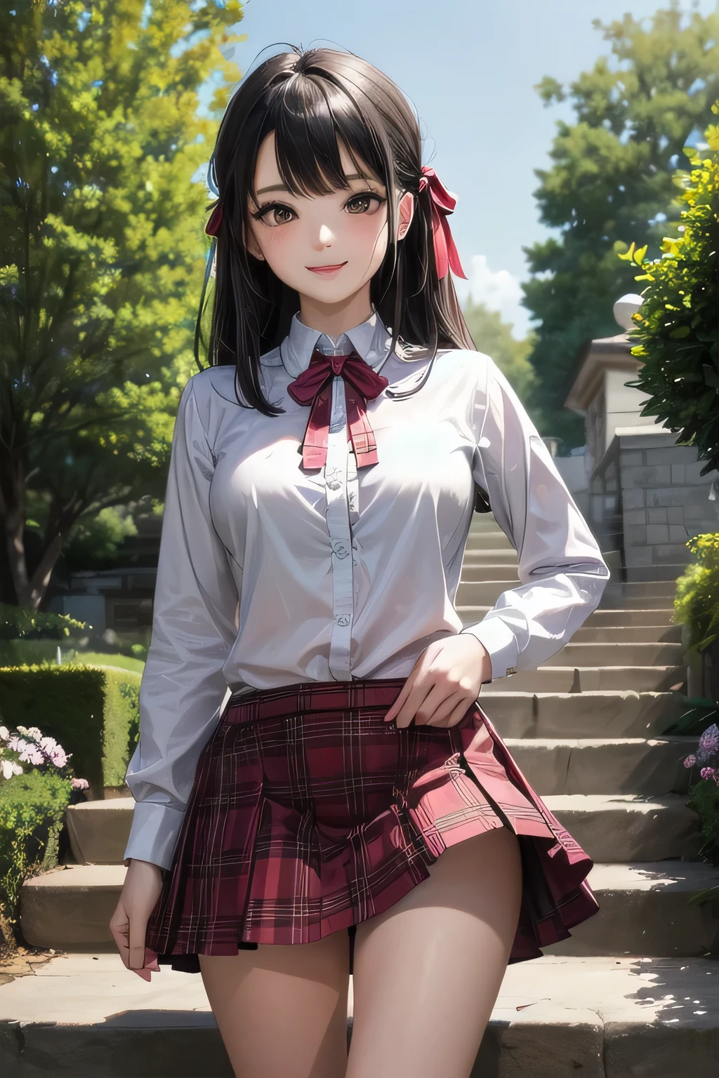 Ultra-realistic 8K CG,masterpiece,((Highly detailed background, Delicate pattern, Intricate details)),mini skirt、Her legs are open、、White pantiesーが見えています、beautiful 、White pants visible in Iaido pose、front、beautiful thighs、Highest quality,very detailed face,とてもbeautiful目 and face,とてもbeautiful目,Kocho Shinobu,Colorful Hair,No bangs,Hair Intake,Purple eyes,amount,,belt,(garden:1.2),Purple Flower,a bit,cloudy null,sunlight,Tyndall effect,slope_null,face,Gorgeous null,West Saver,Attractive posture,、beautiful girl、White panties