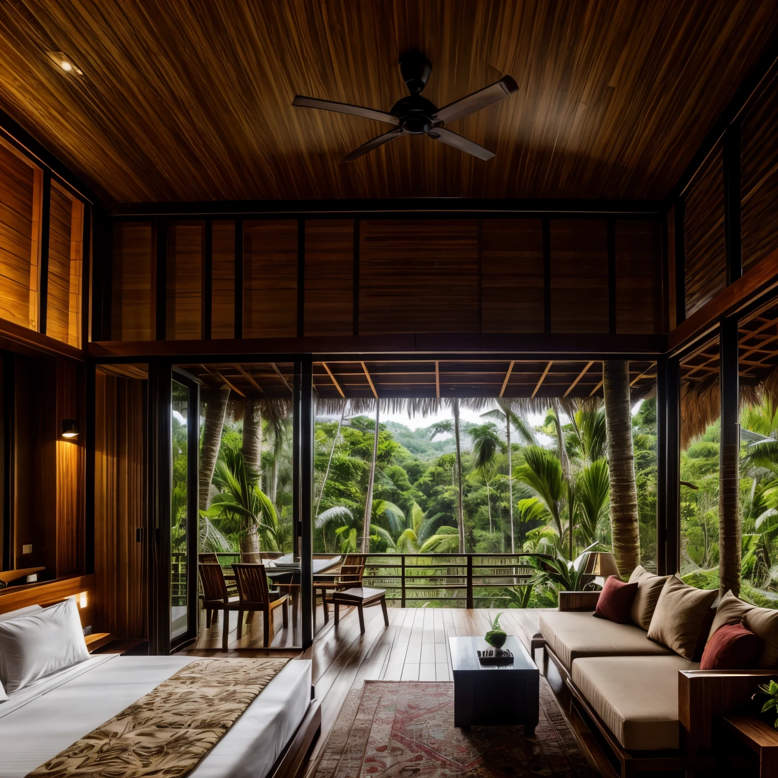 Ultra luxury interior design resort nestled in the jungle with modern and wooden touch
