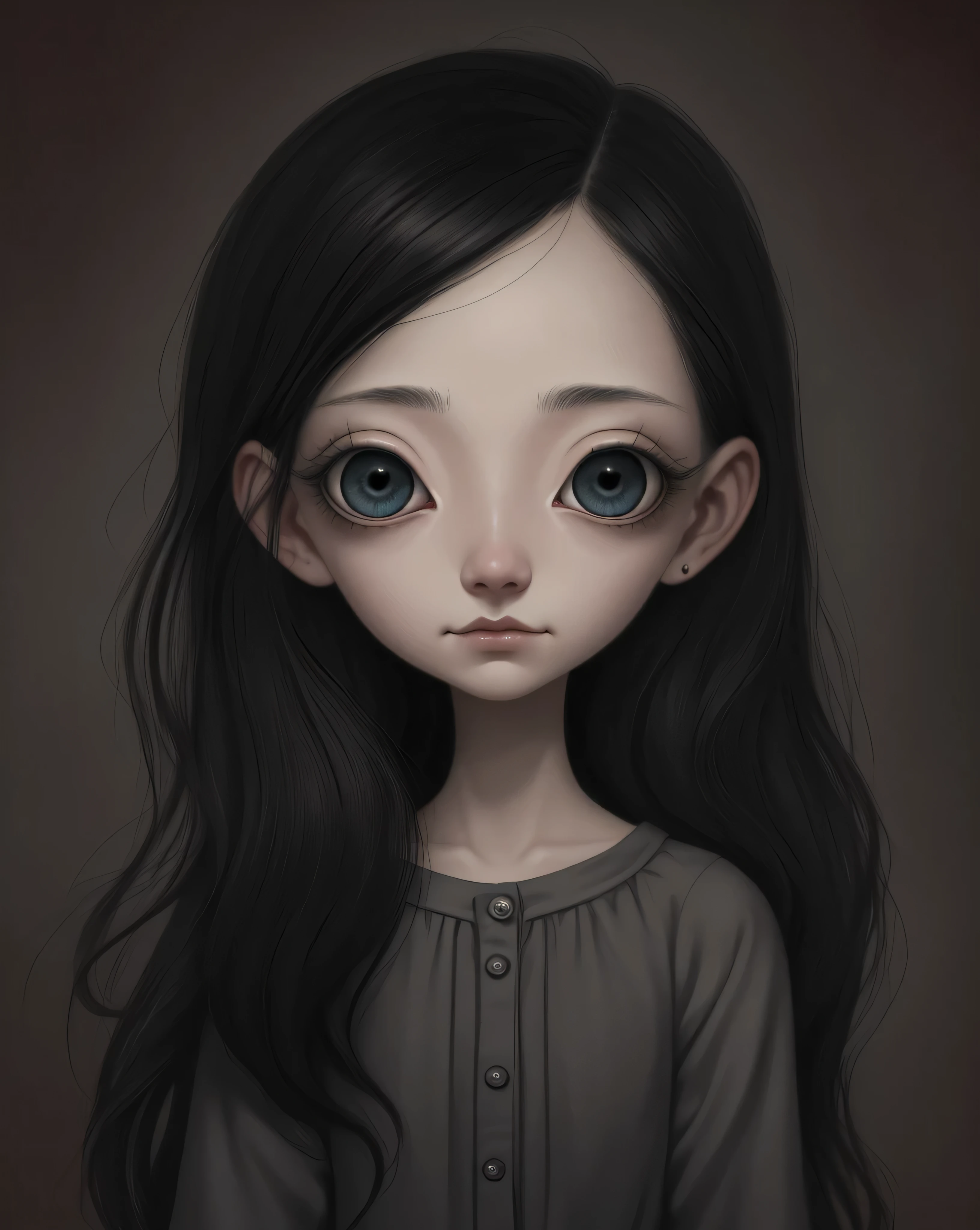 Un primer plano de una chica muy triste con el pelo largo (rubio) Y los grandes ojos azules mostrando enormes ((pechos)), Anton Semenov, Mark Ryden muy detallado, Designed by Mark Ryden, Mark Ryden en el estilo de, Designed by Mark Ryden, inspirado por Mark Ryden, Naoto Hattori, Adorable pintura digital, hermoso rostro. dark fantasy, Estilo Wlop Loish y Clamp, desnuda, lagrimas negras en los ojos