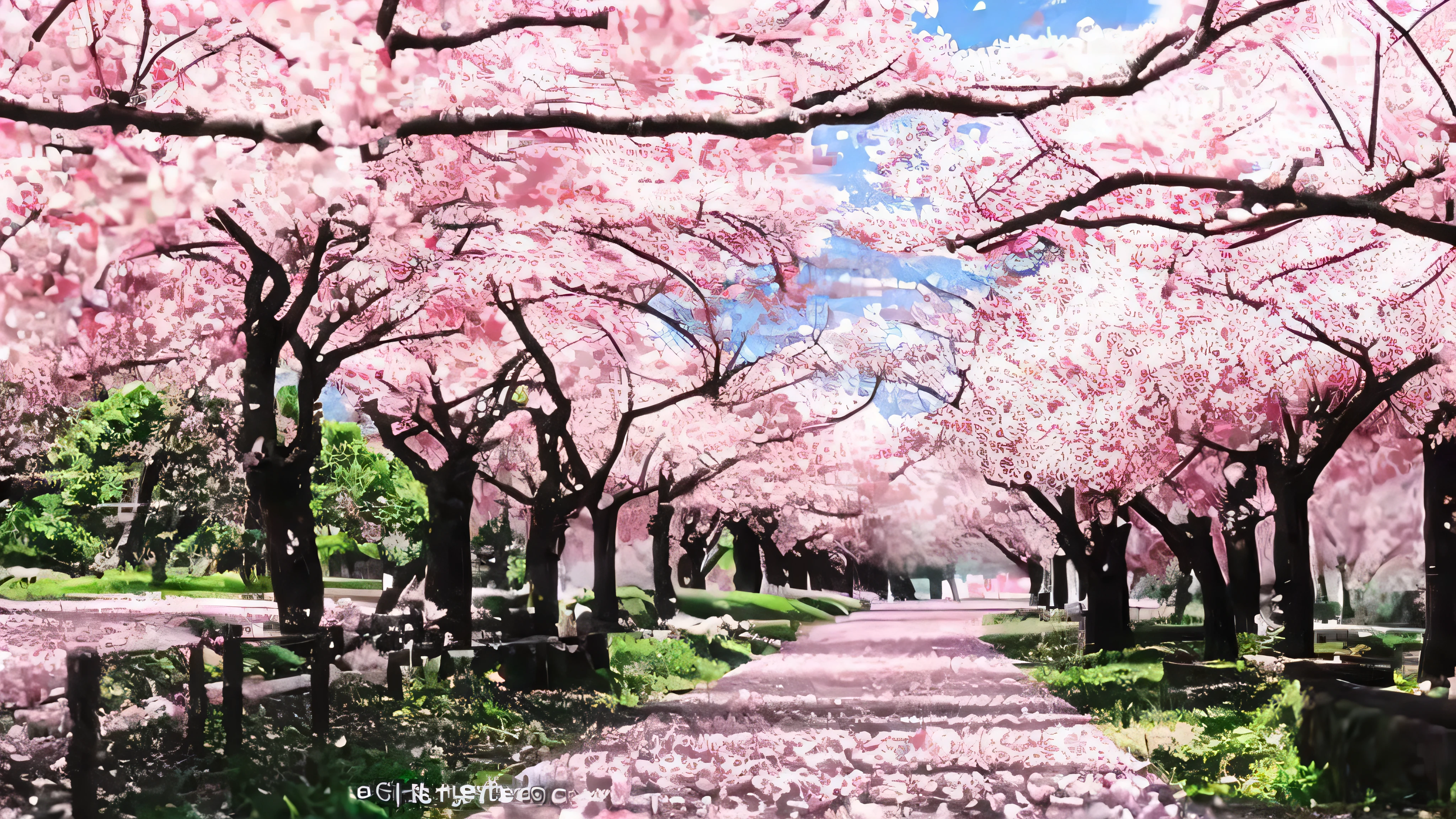 Beautiful cherry blossom trees　Japanese style　A touch of Ghibli style